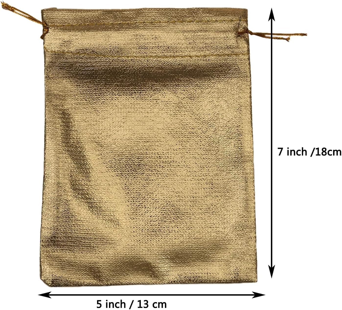 Pack of 100 5"x 7" Heavy Duty Gold Drawstring Organza Jewelry Pouches Wedding Party Christmas Favor Gift Candy Chocolate Bag (5"x7", Big Gold New)