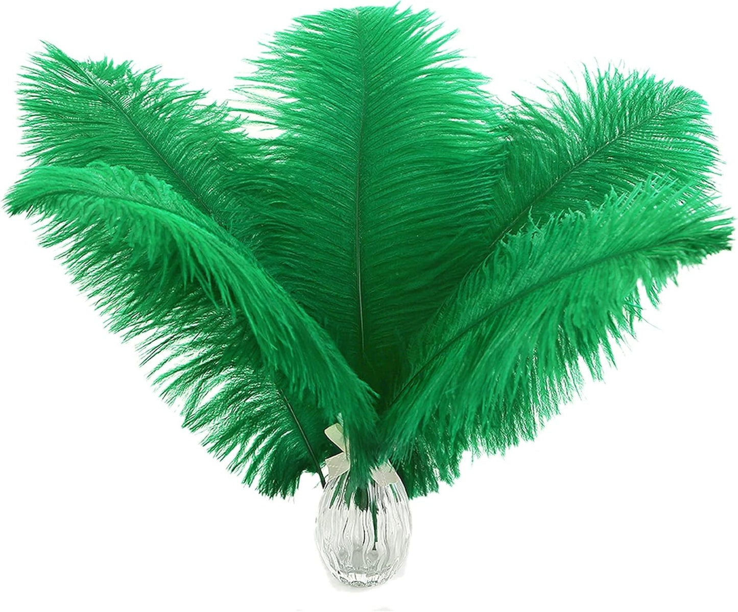 Ballinger Green Large Ostrich Feathers - 12pcs 12-14inch Feathers for Vase, Wedding Party Centerpieces Mardi Gras Decorations and Home Decor(Green)