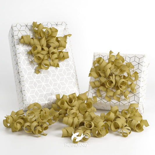 HUIHUANG Gold Bows for Gift Wrapping, Gold Curly Ribbon Bows Self Adhesive Burst Gift Bows for Present Box, Wine Bottle, Treat Bags, Wrap Accessories, Christmas Party Favor - 6 Counts