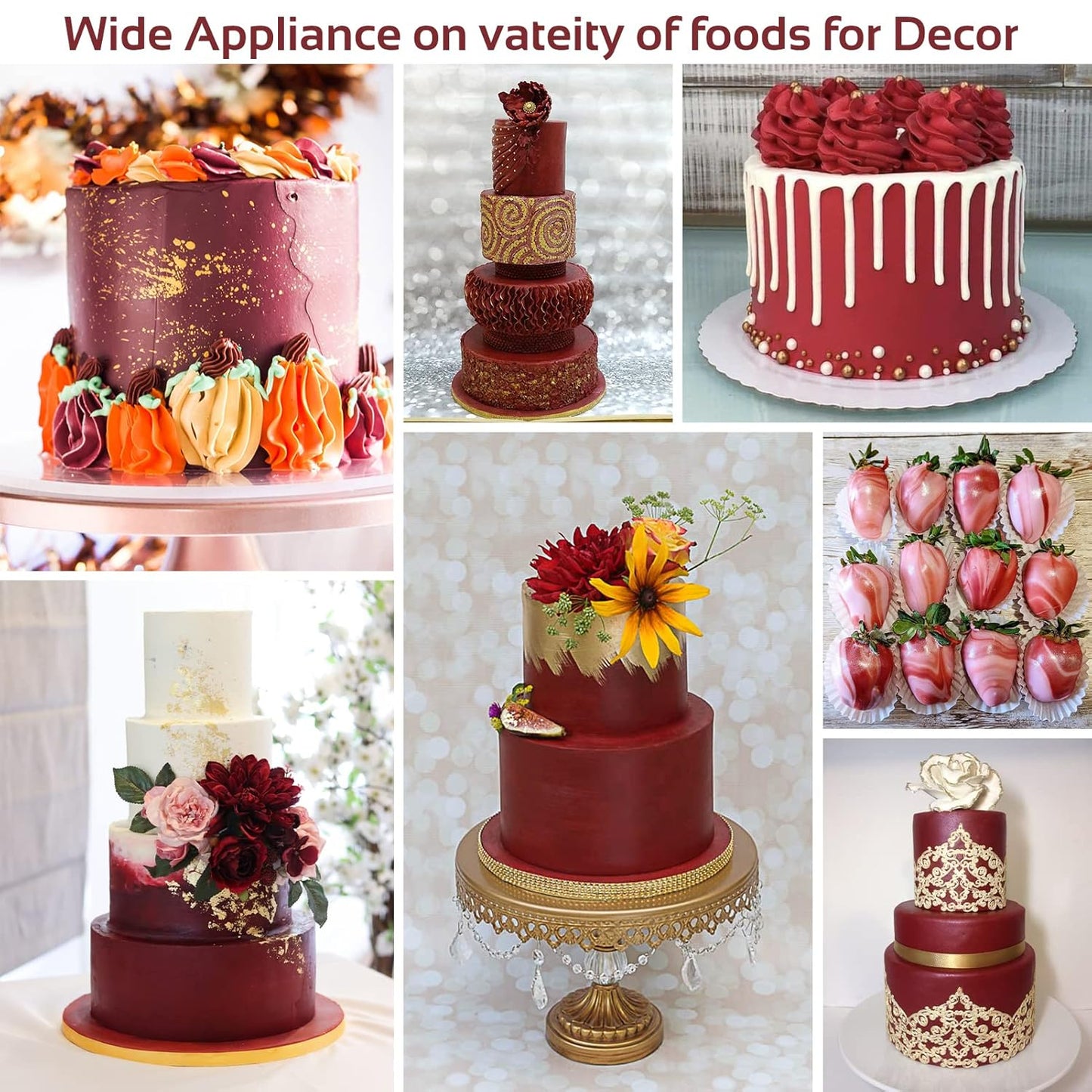 Jelife Red Wine Edible Luster Dust - 5 Grams Food Grade Cake Dust Shimmer Powdered, Edible Metallic Powder Food Coloring for Cake Decorating, Chocolates, Fondant, Drinks, Painting & More, Vegan