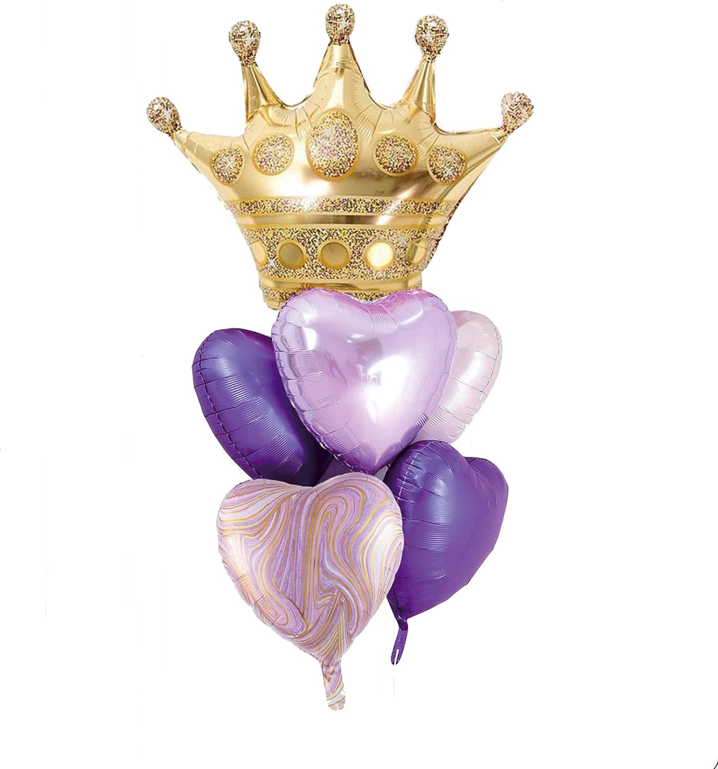 Purple Balloons Birthday Decorations，Gold Crown Princess Foil Balloons Set for Girls Women Party Decorations Baby Shower