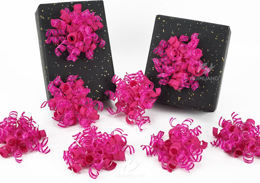 HUIHUANG Hot Pink Bows for Gift Wrapping Curly Gift Bow 5 inch x 8 Counts Self-Adhesive Ribbon Bows for Presents, Paper Bag, Party Favors, Wrapping Accessories, Holiday Wedding Decoration