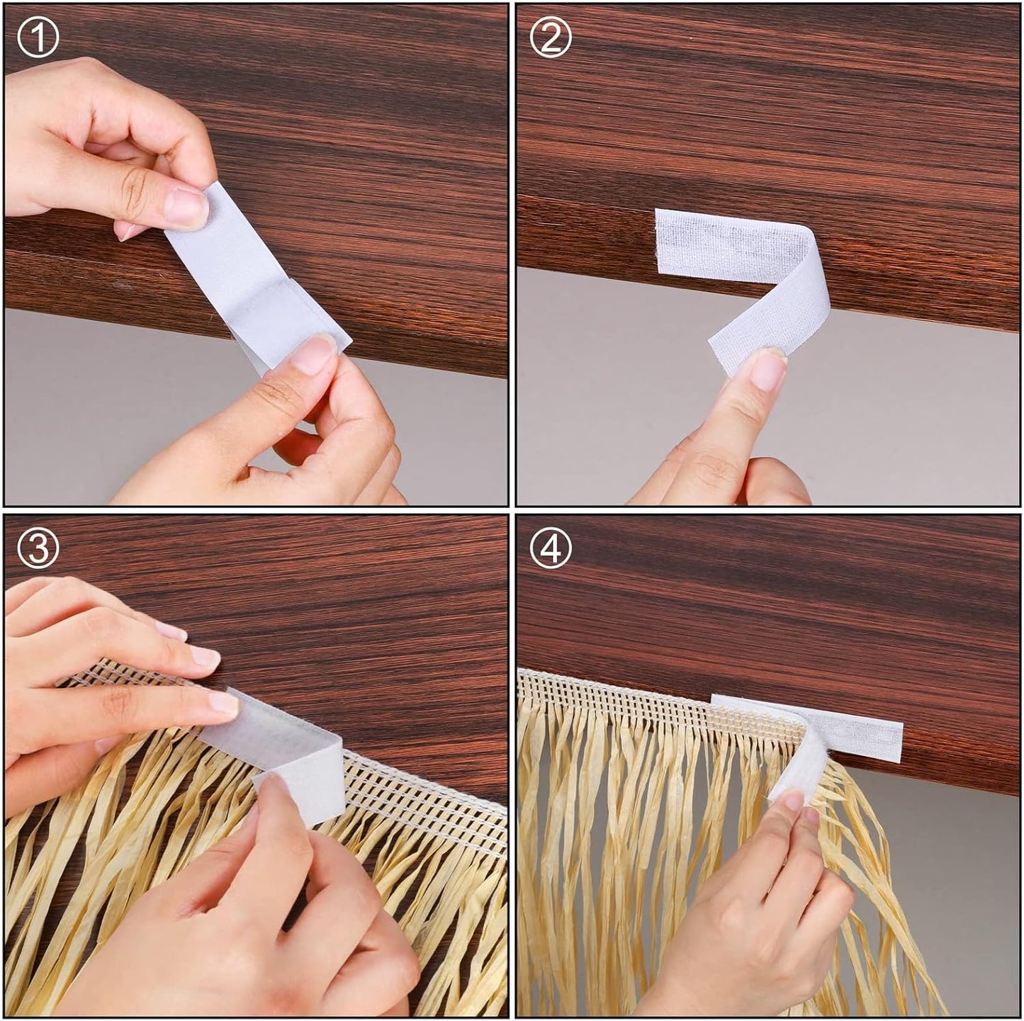 Fovths 6 Packs Luau Grass Table Skirt Fringe Straw Grass Skirt 108 x 30 Inch Hibiscus Hawaiian Table Skirts Rectangle Tropical Luau Party Decorations for Hawaiian Luau Decorations