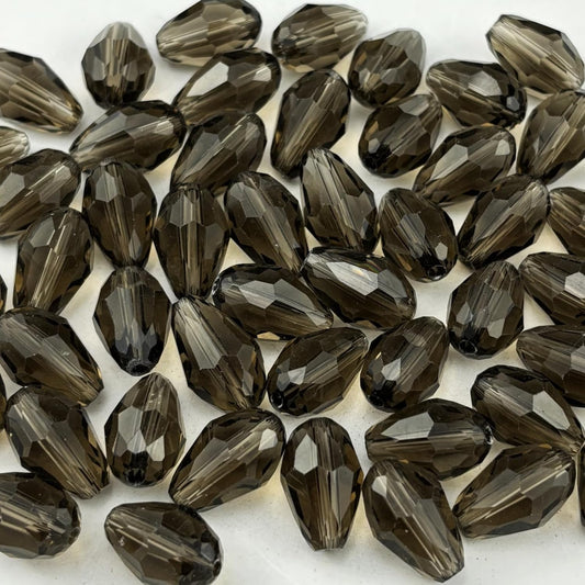 200pcs 3x5mm Teardrop Crystal Glass Beads for Jewelry Making, Faceted Vertical Hole Teardrop Glass Spacer Beads for Wind Chimes Bracelet Earring Necklace DIY Craft(Gray)