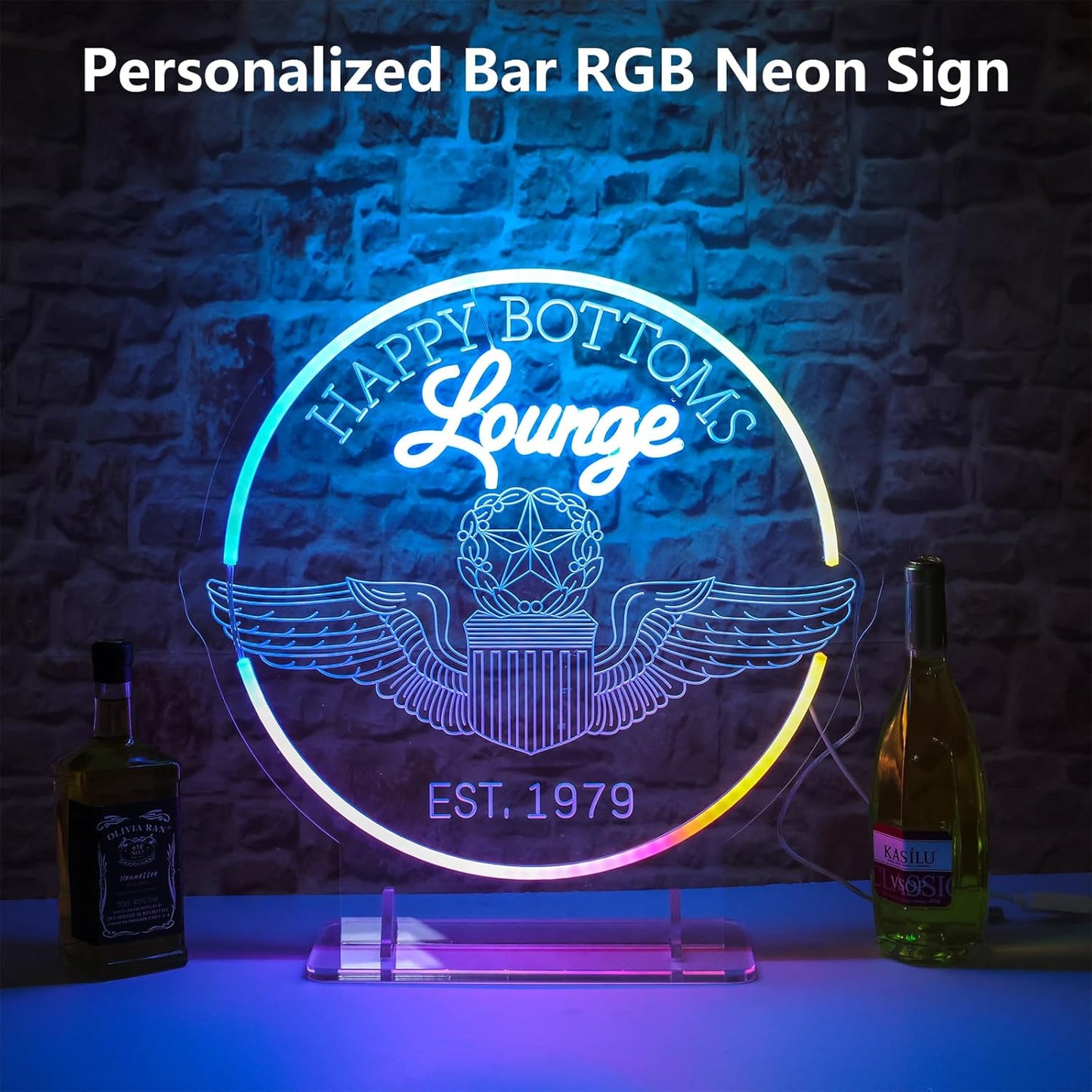 Custom Lounge Neon Sign for Home Bar Wall Decor, Personalized LED Neon Bar Name Signs for Men Dad Gifts, Dimmable Customizable Light Up Signs for Man Cave Lounge Basement Bar Tavern Bistro Business