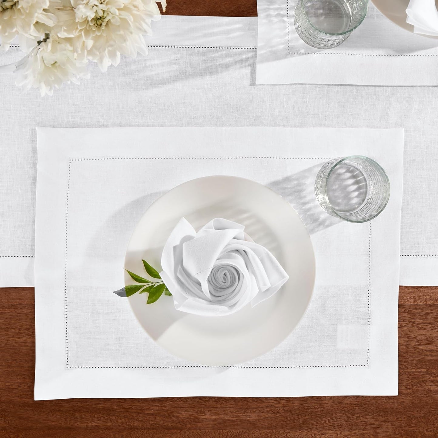 Off White Table Runner 72 inches Long – 100% Pure Linen Hemstitch 14 x 72 Inch Table Runner for Dining, Spring, Summer, Wedding Decorations, Gift – Azure