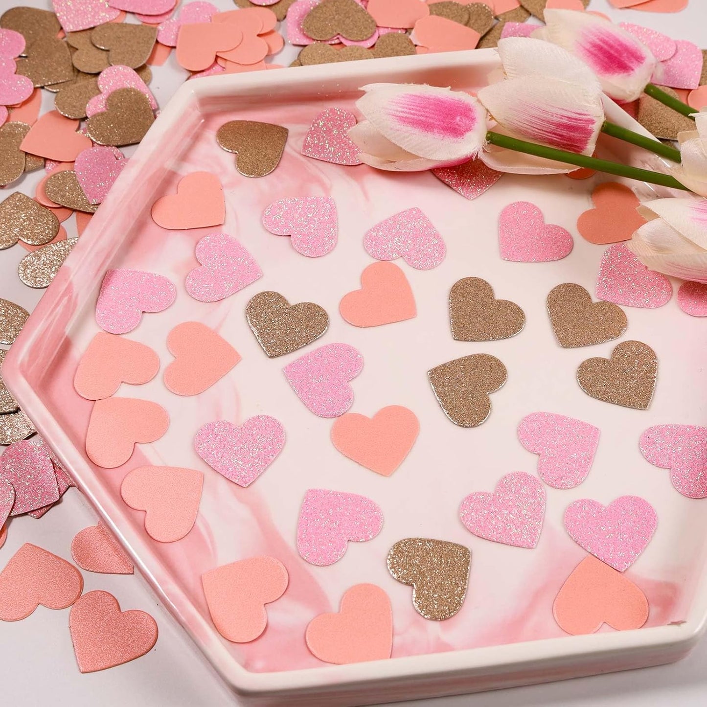 200 Pcs Pink Heart Paper Confetti for Valentine's Day Wedding Baby Shower Birthday Party Table Decoration Supplies