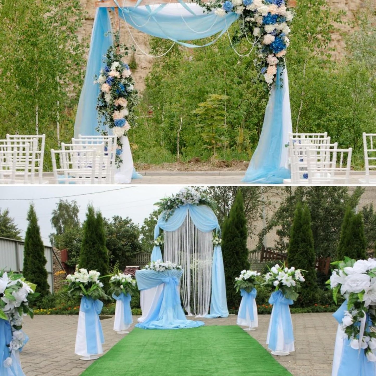 6 Panels Wedding Arch Drapery Baby Blue 28"x20Ft Wedding Arch Draping Fabric Chiffon Fabric Drape Sheer Backdrop Curtain for Weddings Party Swag Ceremony Birthday Arbor Drapery Reception Ceiling Décor