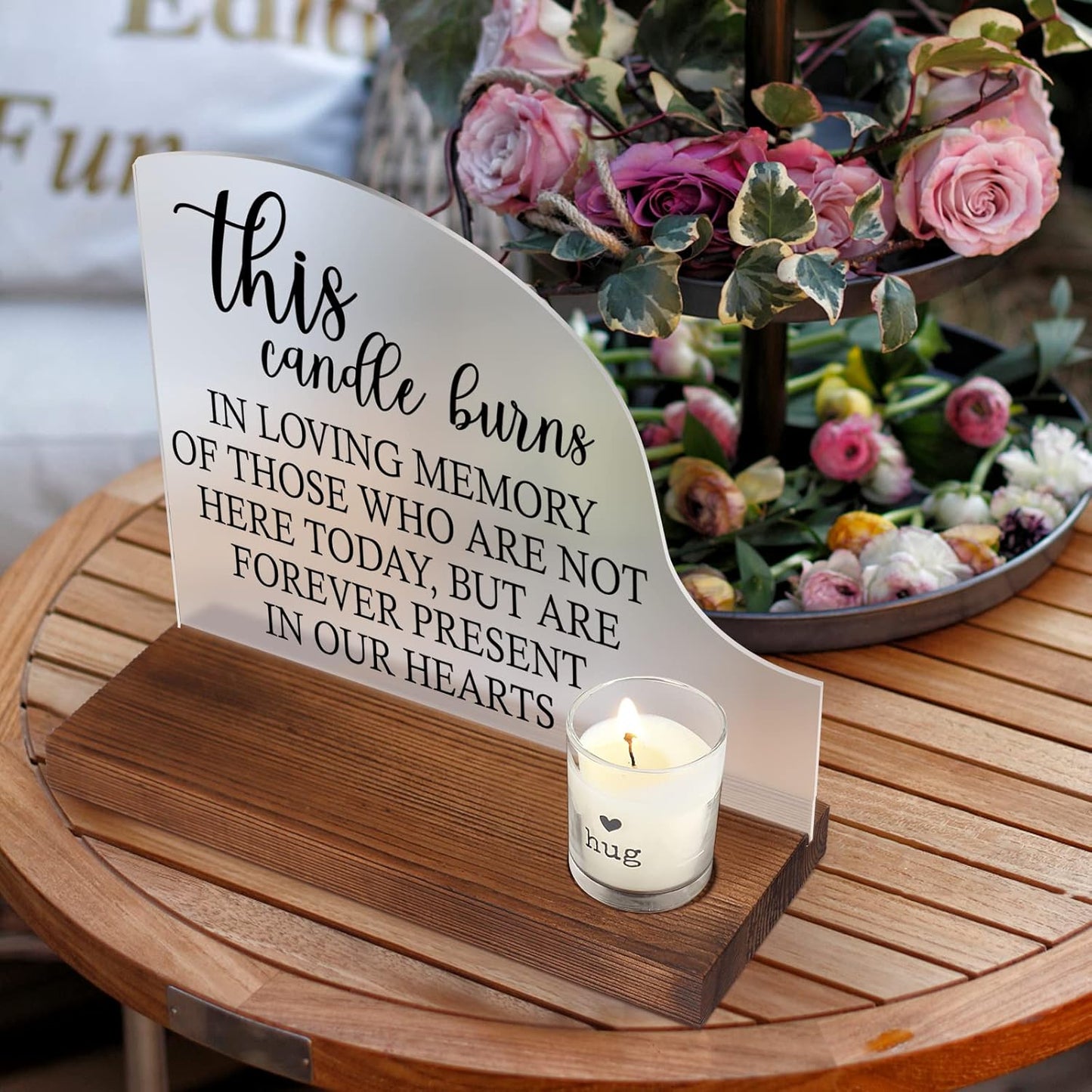 Memorial Table Sign for Weddings & Receptions - Sympathy Gift in Loving Memory - Wooden Welcome Rustic Sign for Gifts & Anniversaries