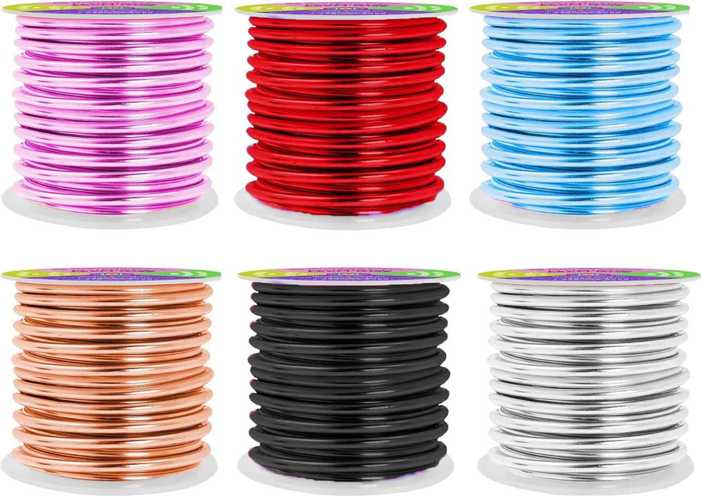 Mandala Crafts 8 Gauge Anodized Aluminum Craft Wire for Jewelry Making - 120 FT Colored Flexible Silver Copper Black Pink Ice Blue Red Wire - Bendable for Bonsai Armature Crafting Sculpting