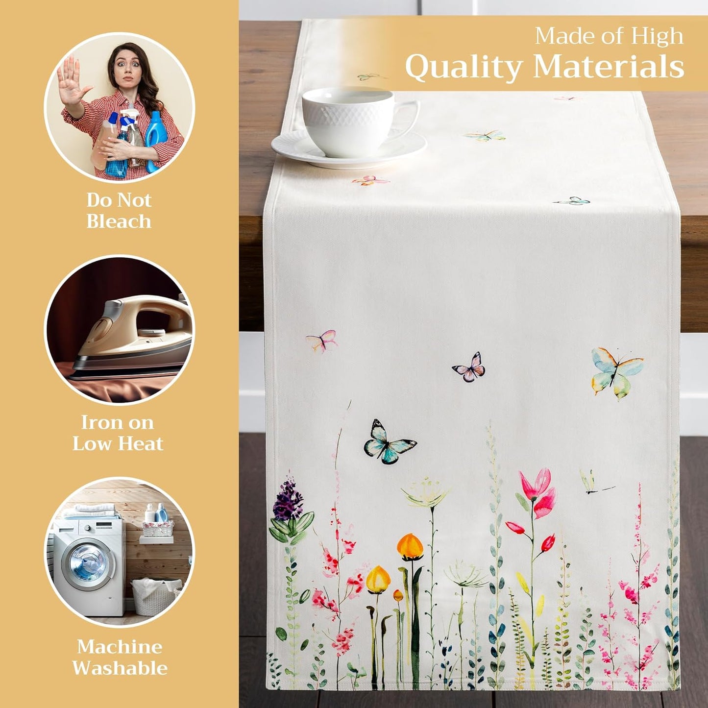 Maison d' Hermine Table Runner 100% Cotton Double Layer Table Runners 72 inches Long Decorative for Home Kitchen Dining Party Wedding Bridal Shower Spring Summer (Botanical Fresh, 14.50" x 72")