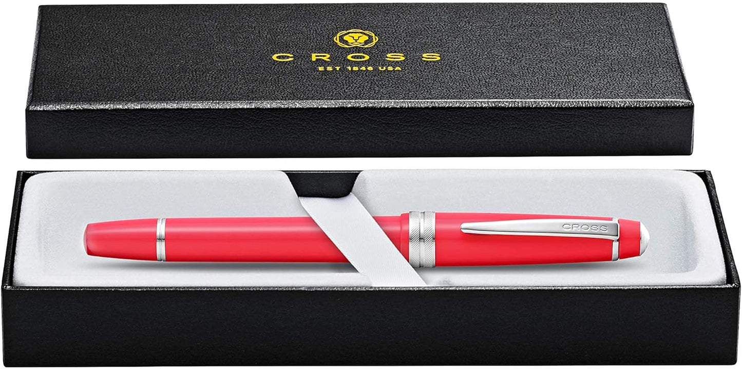 Cross Bailey Light Refillable Rollerball Pen Presented in a Everyday Gift Box - Medium Point, Black Ink, Polished Coral