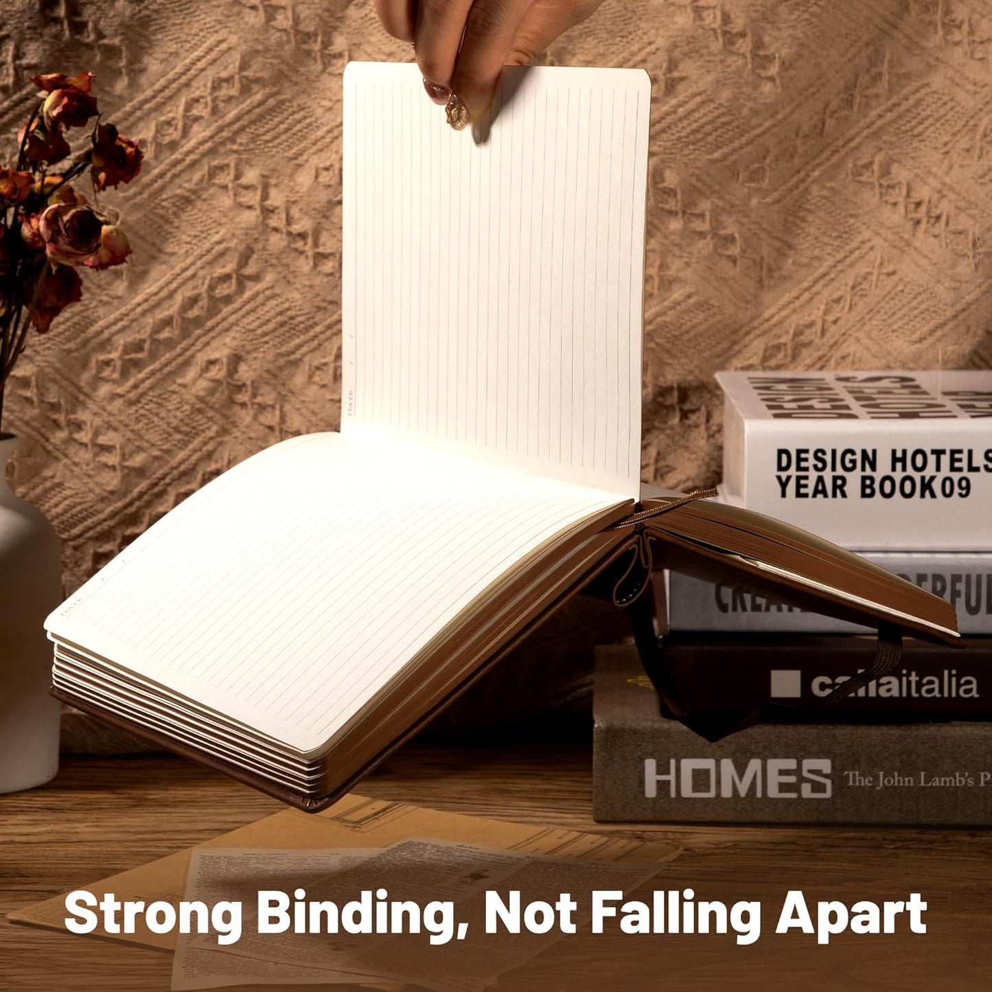 CAGIE Compass Leather Notebook Journal for Men, 100 GSM 288 Pages Lined Journals for Writing, A5 Hardcover Journaling Notebooks Gift Set with Pen for Travel Office Daily Writing