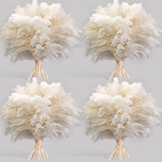 40PCS White Pampas Grass for Home Decor - Elegant Boho Decor - Premium Quality Pampas Grass Stems - Perfect for House, Nursery, Western, Wedding, Table, and Bohemian Decor