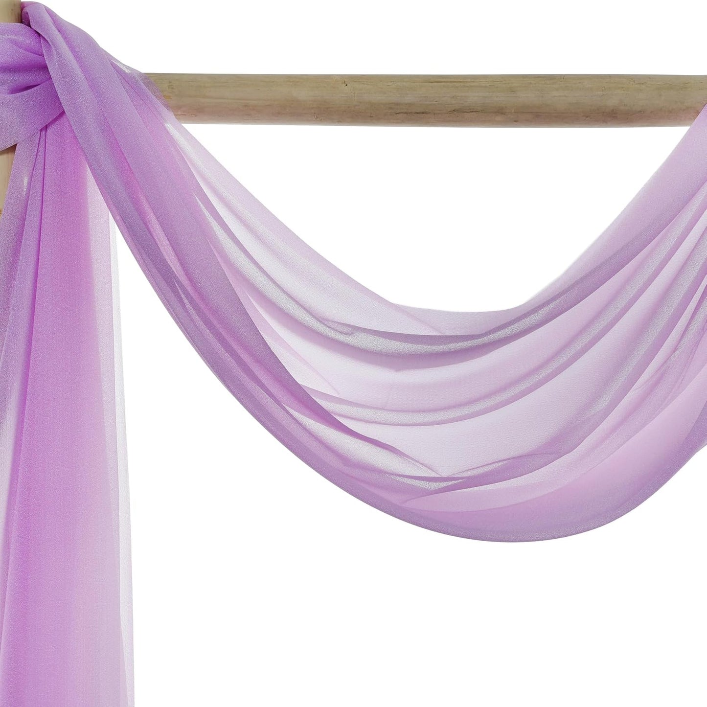 VDS Pack of 3 Panel (30 Inch X 20 Feet) Wedding Arch Draping Fabric Sheer Chiffon Fabric Drapery for Wedding Ceremony Reception Swag Backdrop Canopy Chuppah ARBO Altars Decoration (Orchid)