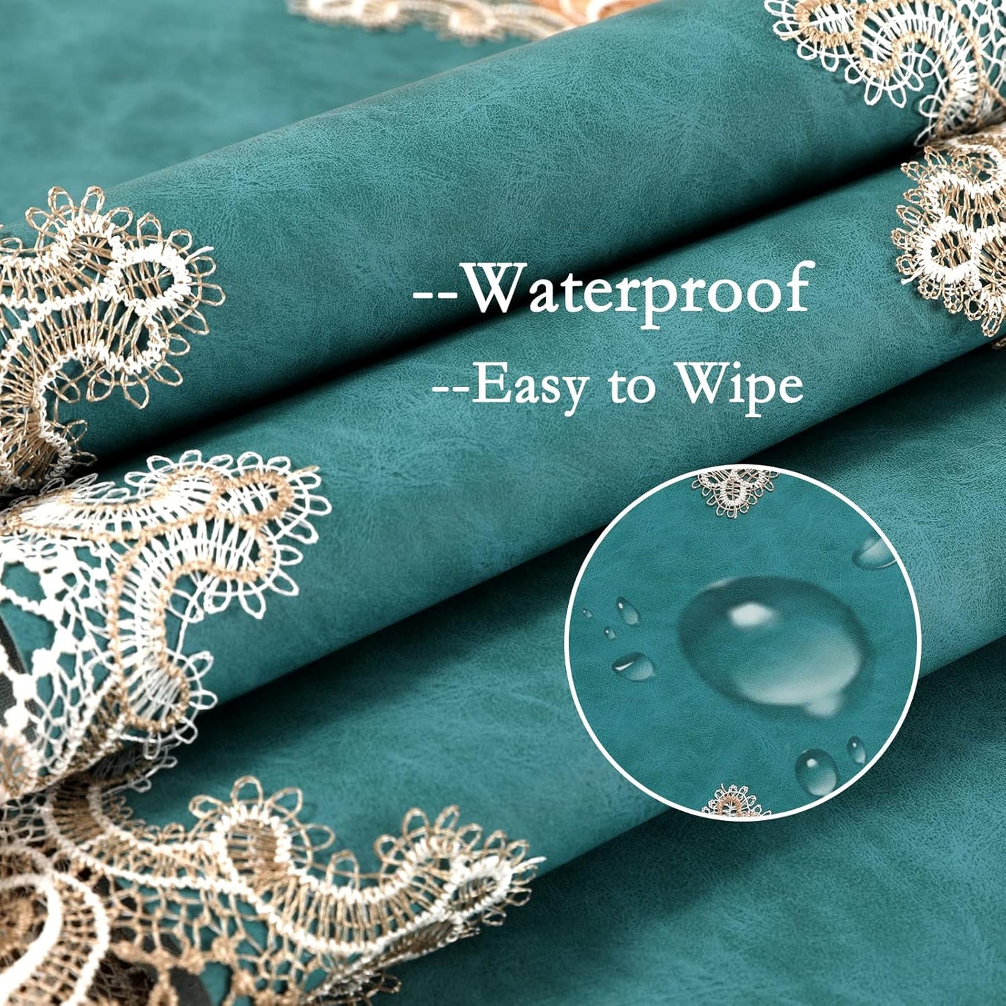 Vintage Lace Dining Table Runner, 108 Inches Macrame Coffee Table Runners for Kitchen Home Christmas Party Decorations (16x108 inch,Cyan)