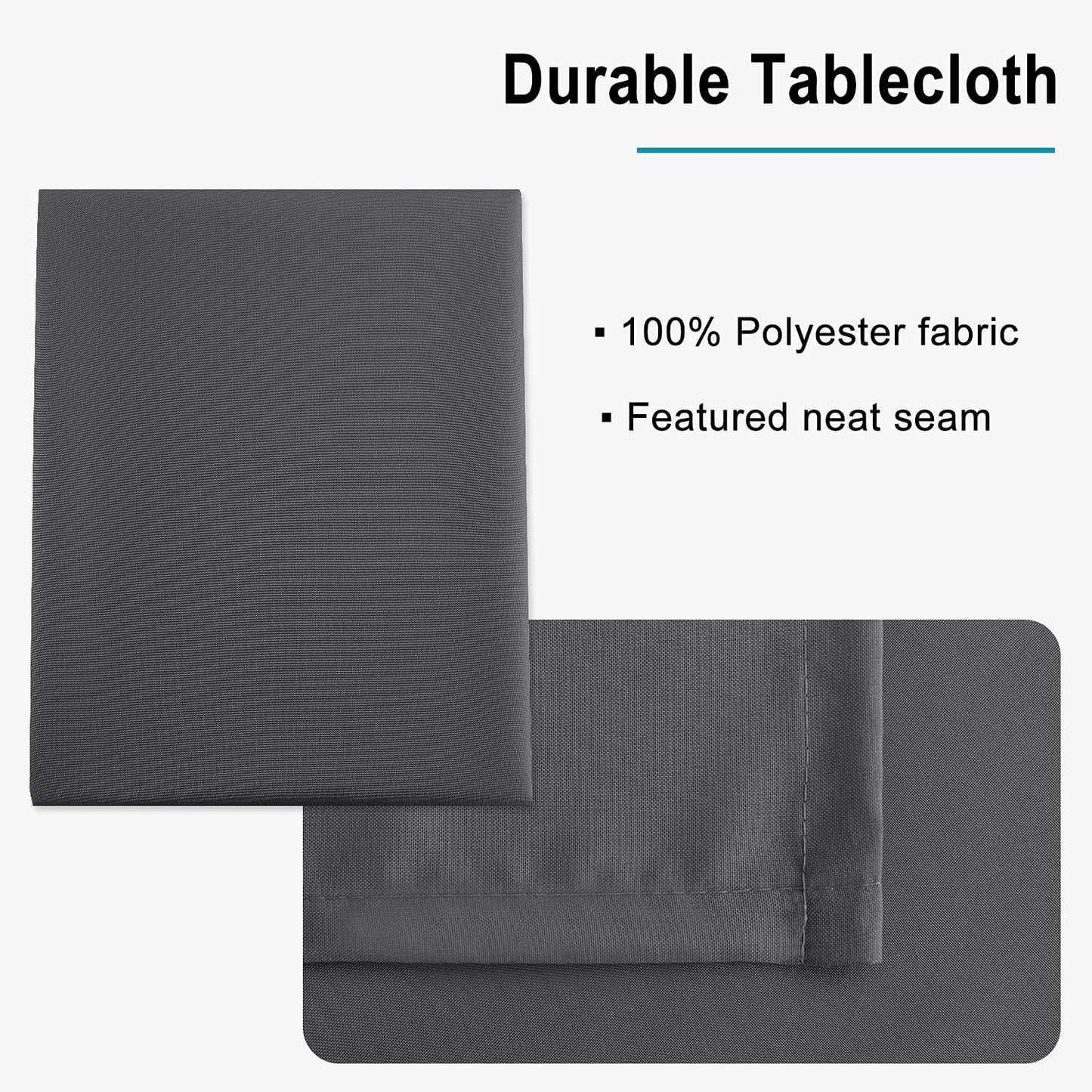 Hiasan Rectangle Tablecloth Grey - Wrinkle Resistant and Waterproof Washable Polyester Fabric Table Cloth for Dining Party and Outdoor Use, 54 x 120 Inch