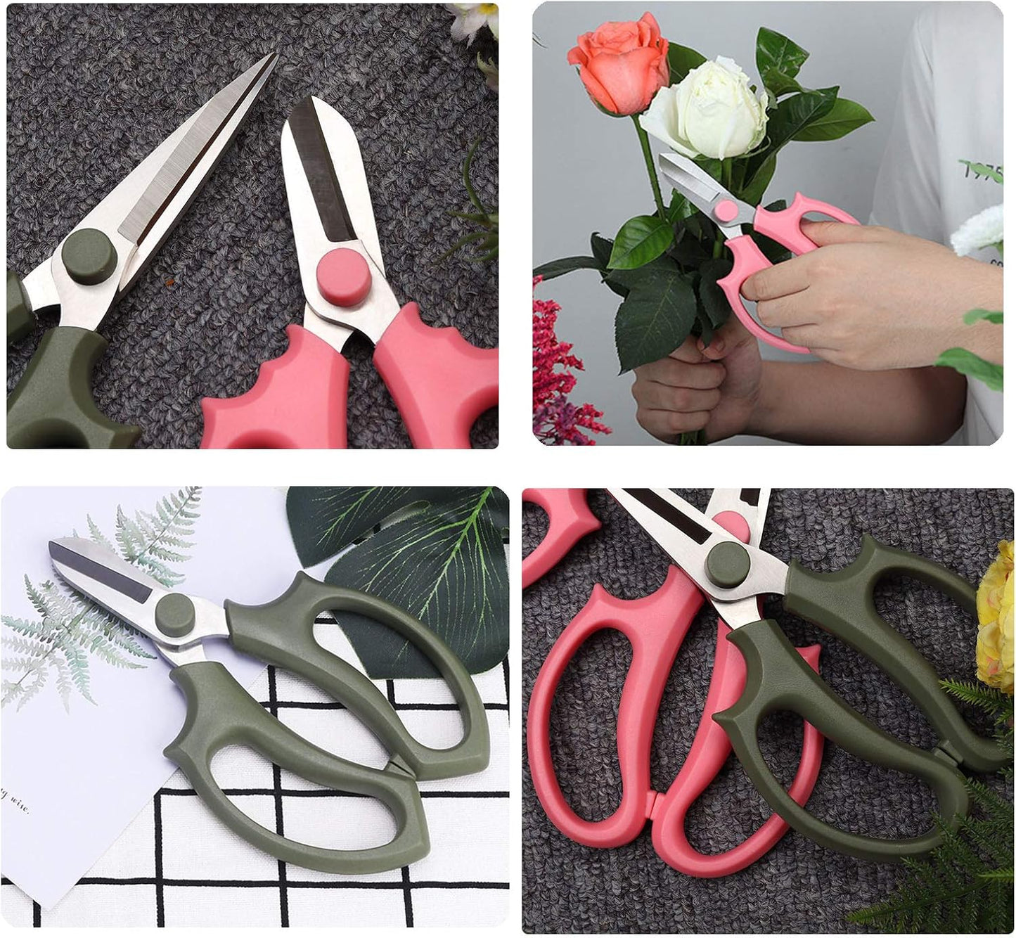 Leize Flower Scissors, Premium Thickened Stainless Steel Floral Shears, Strong Pruner for Flowers, Branches and Leaves (Purple Slender)