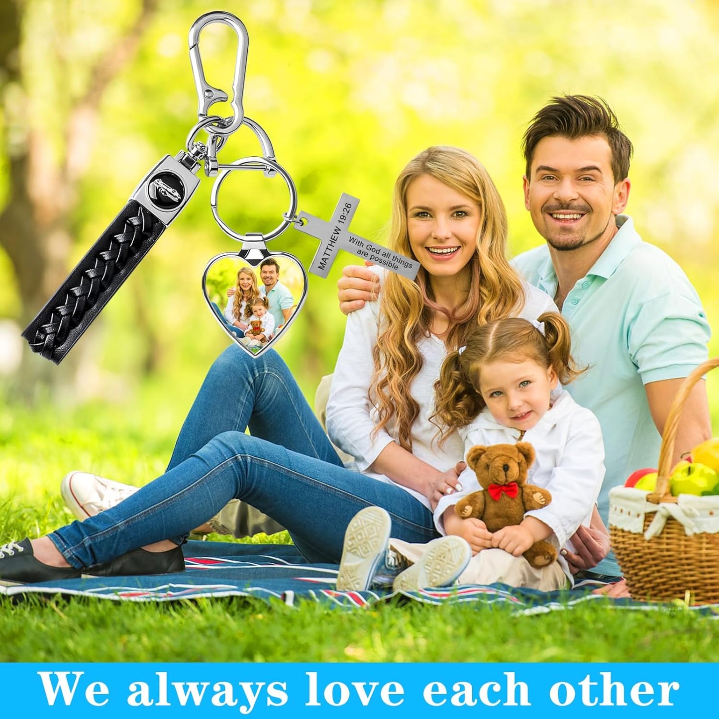 Double Side Custom Keychain with Picture Personalized Engraving Photo Text Customized Gifts for Men Women