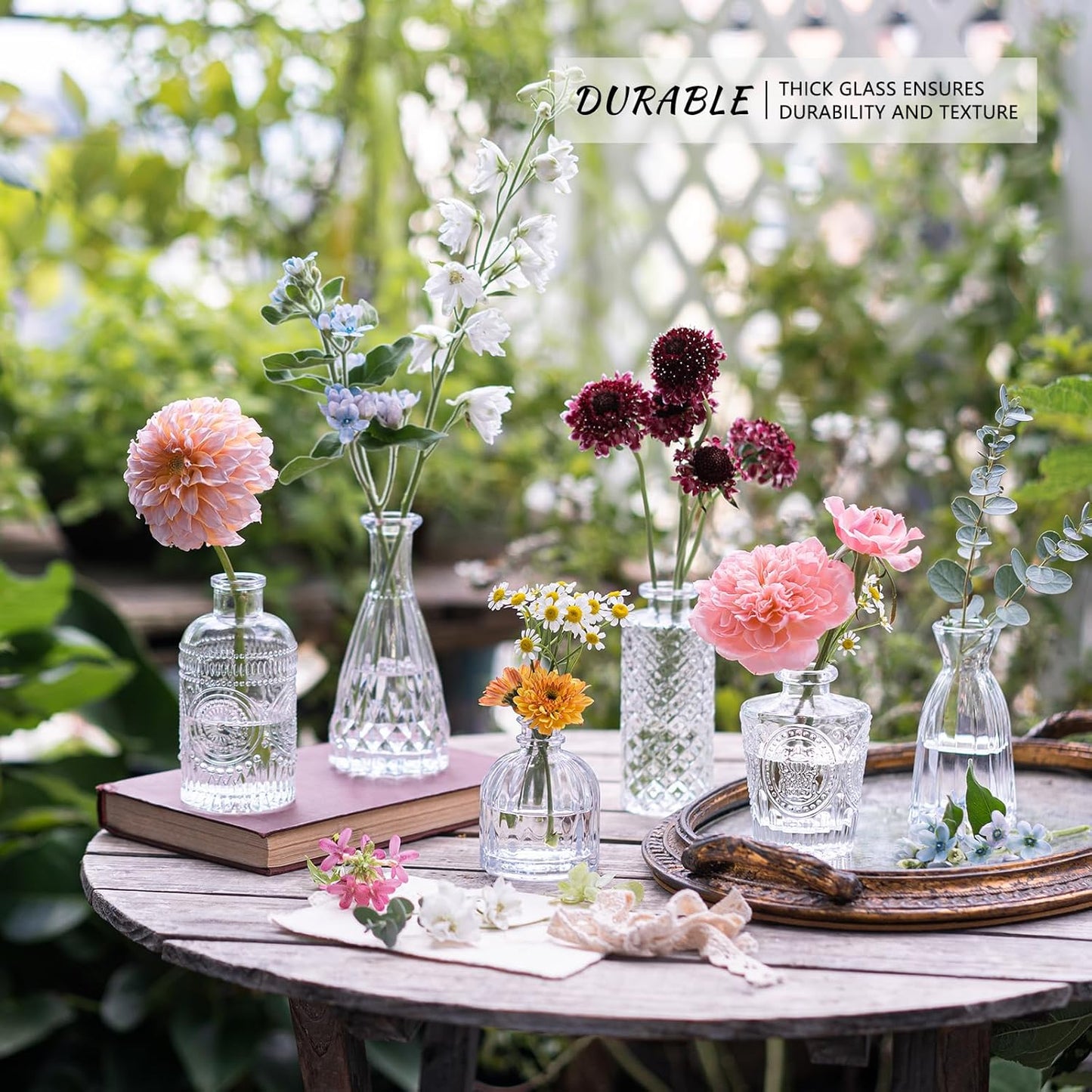 24pcs Glass Bud Vase Set, Small Clear Flower Vases for Centerpieces in Bulk, Mini Vintage Vase for Wedding, Home,Table Decoration