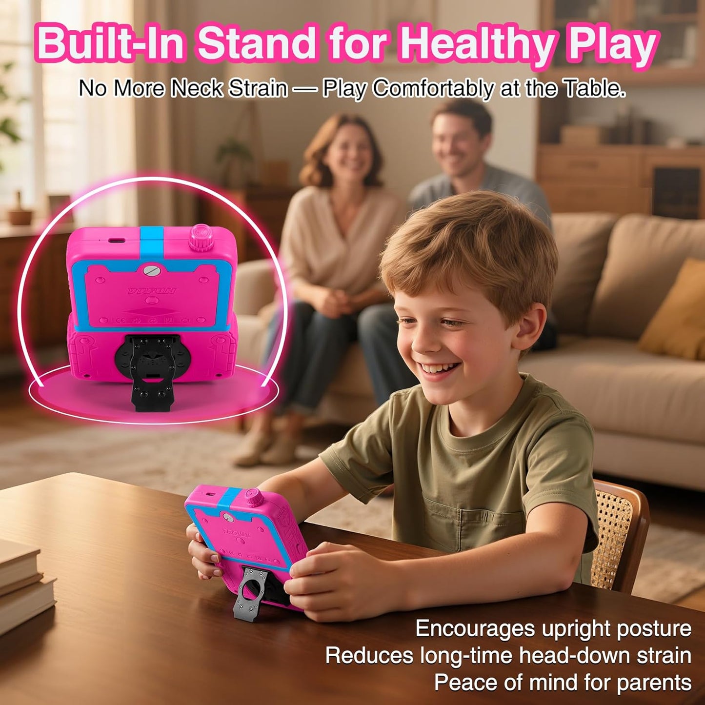 Handheld Game Console for Girls, 220 Retro Games Built-in, 3.5'' HD IPS Screen, Rechargeable Mini Portable Video Game Player for Travel & Car Trips, Gift for Kids (Rose Red)