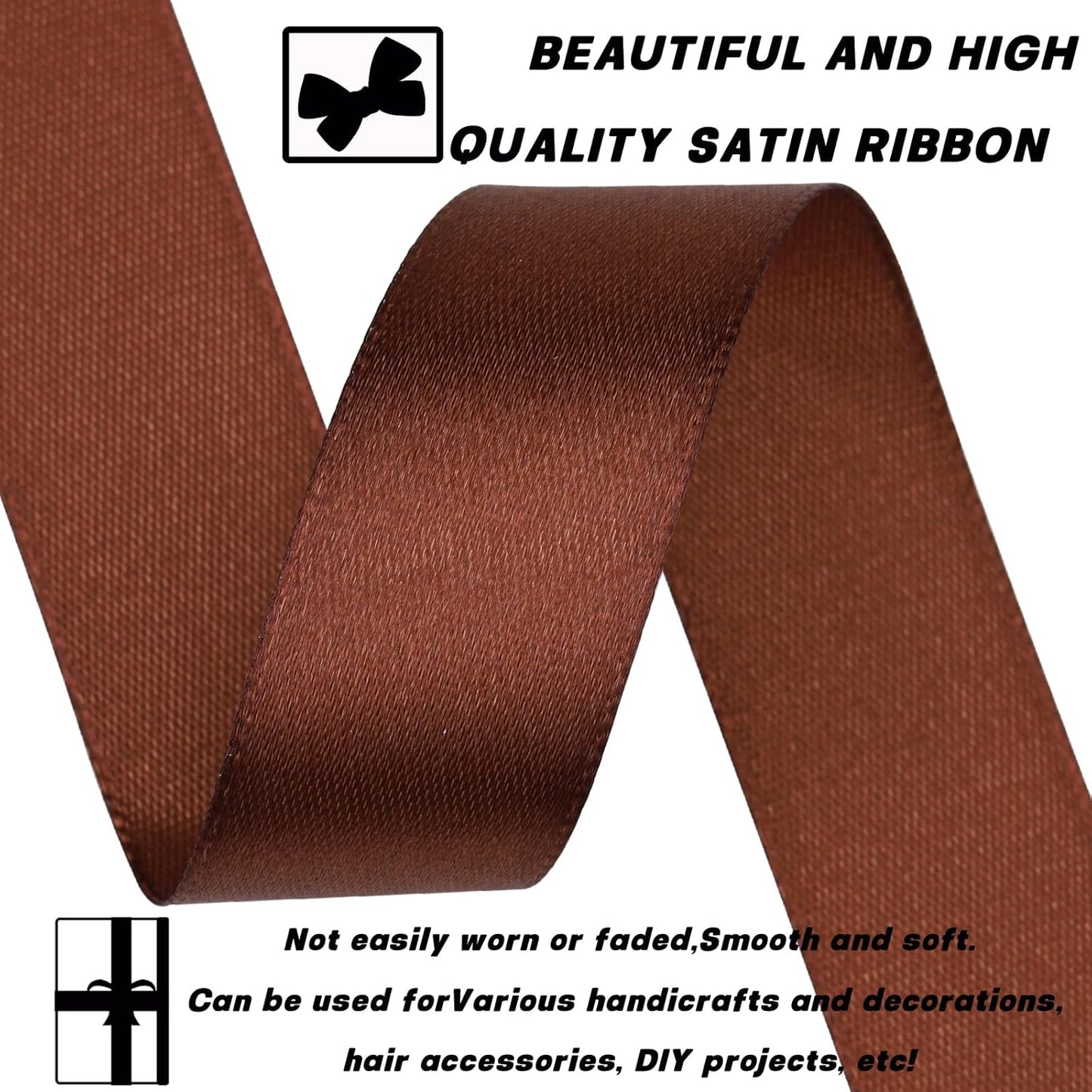 Brown Satin Polyester Ribbon - 7/8 Inch, 60 Yards - Classic, Multiple Occasions
