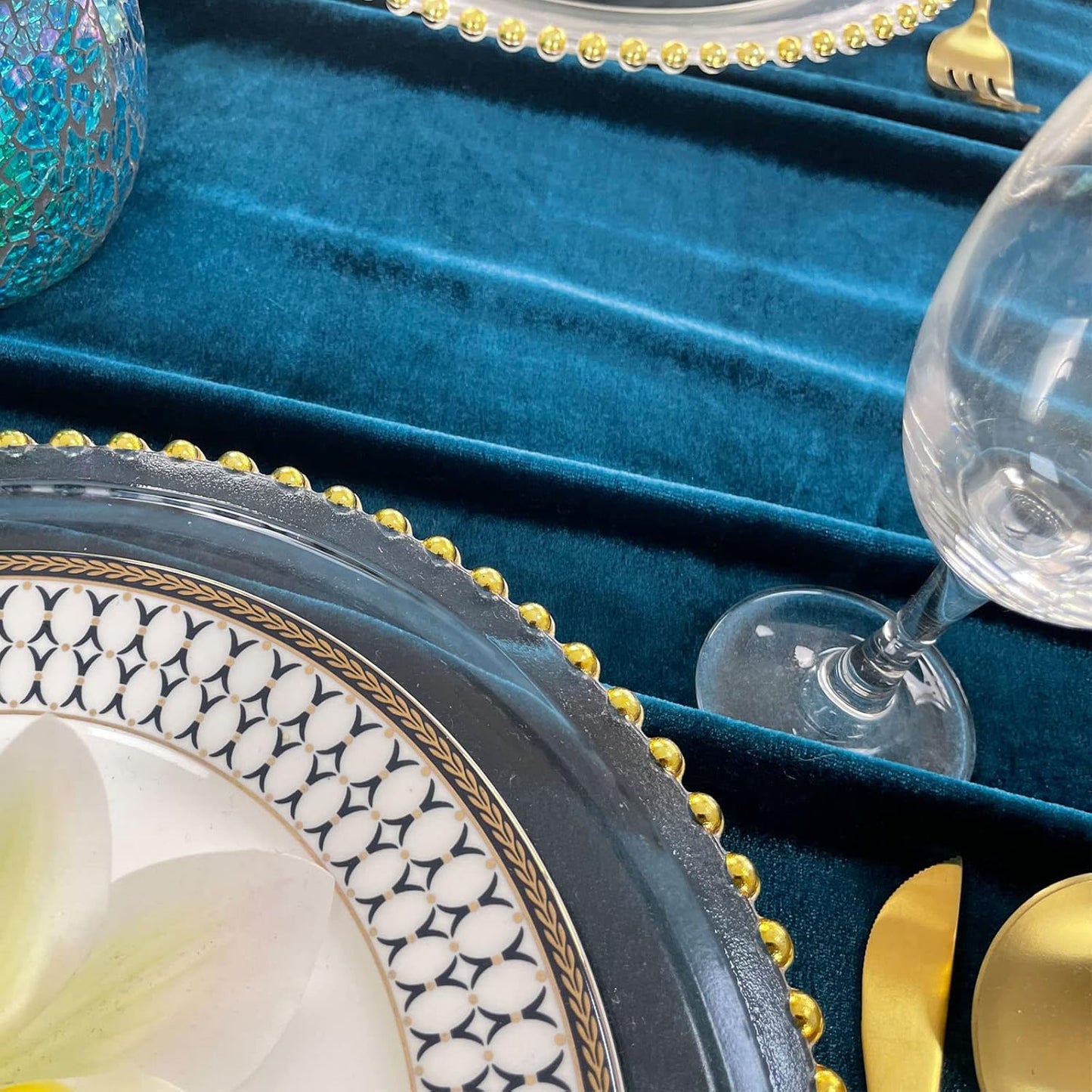 Luxurious Velvet Table Runner, 10ft Wedding Reception Decorations, 20x120inch Soft Velvet Fabric, Table Linen Overlay, Wedding Table Runners (Peacock Blue, 20X120inch)