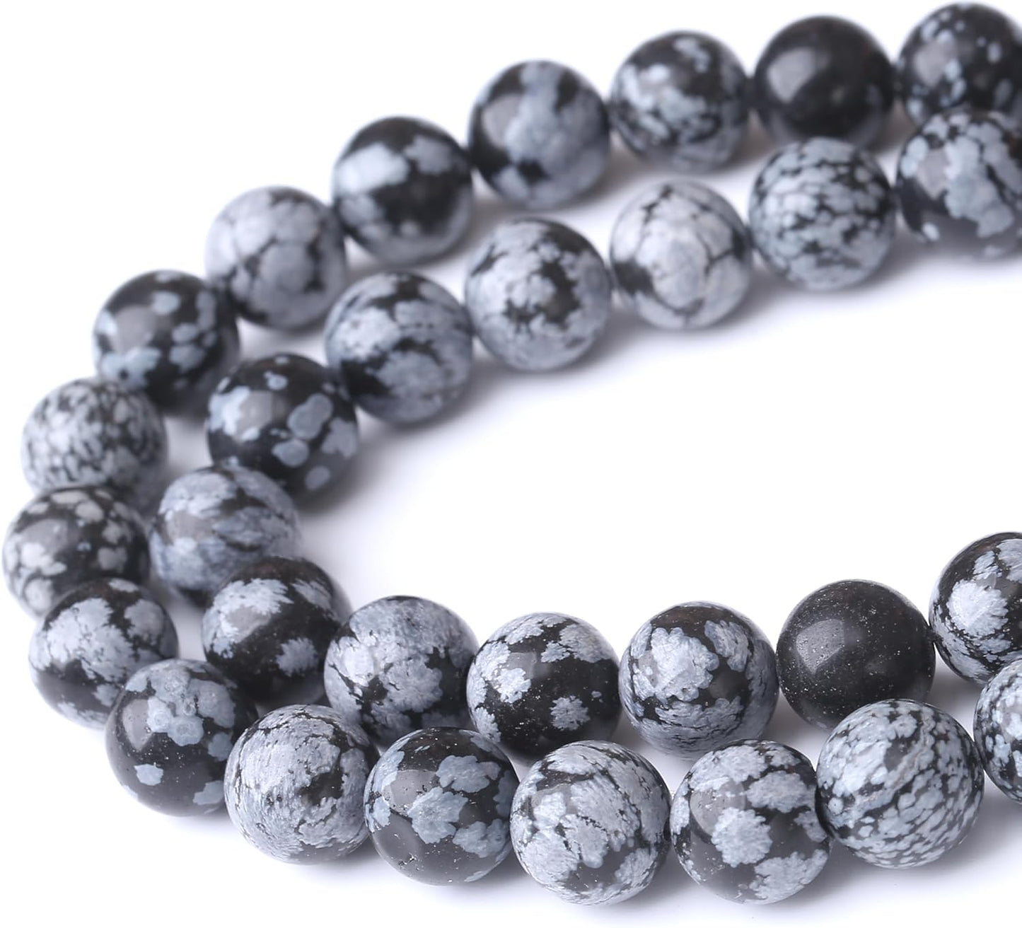 Snowflake Stone Beads for Jewelry Making DIY Craft Gemstone Beads Kit (10mm, 35pcs) Smooth Healing Crystal Beads for Bracelets, Necklaces, Home Decor