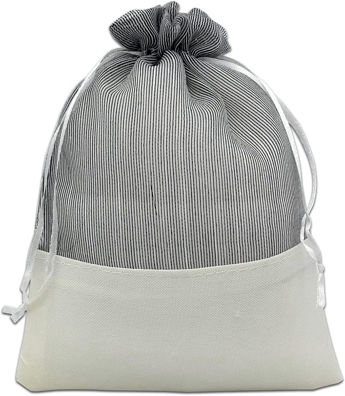 TheDisplayGuys For Your Modern Living 24-Pack Linen & Black Organza Gift Bags with Drawstrings (Large 5 1/2 x 8) - Party Favors, Samples, Treats Mesh Pouches