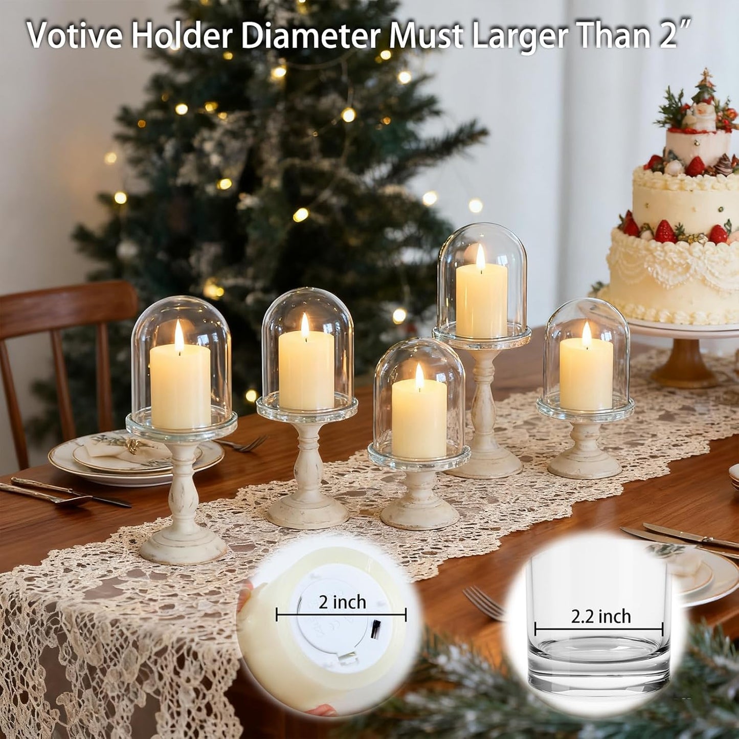 Lezonic Flameless Votive Candles Battery Operated with Remote and Timer, Pack of 6 (D:2" X H:3") LED Ivory White Long Lasting Flickering Wax Candles with Realistic 3D Flame