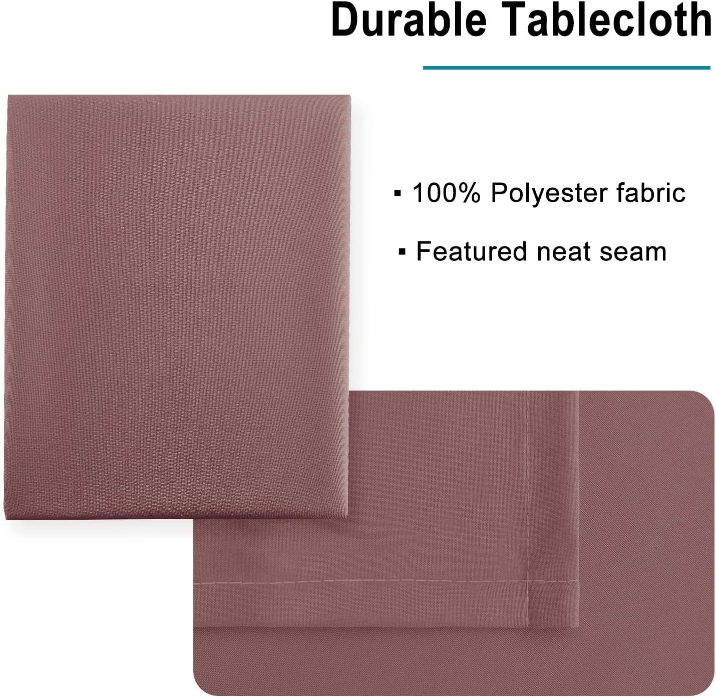Hiasan Dusty Rose Square Tablecloth - Waterproof and Spillproof Washable Fabric Table Cloth for Dining Room Kitchen, 60 x 60 Inch