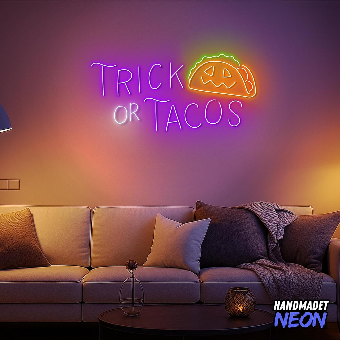 Personalized Trick Or Tacos Halloween Neon Sign Accessories, Custom Restaurant Food Decor Led Light, Funny Decorative Wall Art Lights Signs, Gifts For Friends, Kids, Restaurateur
