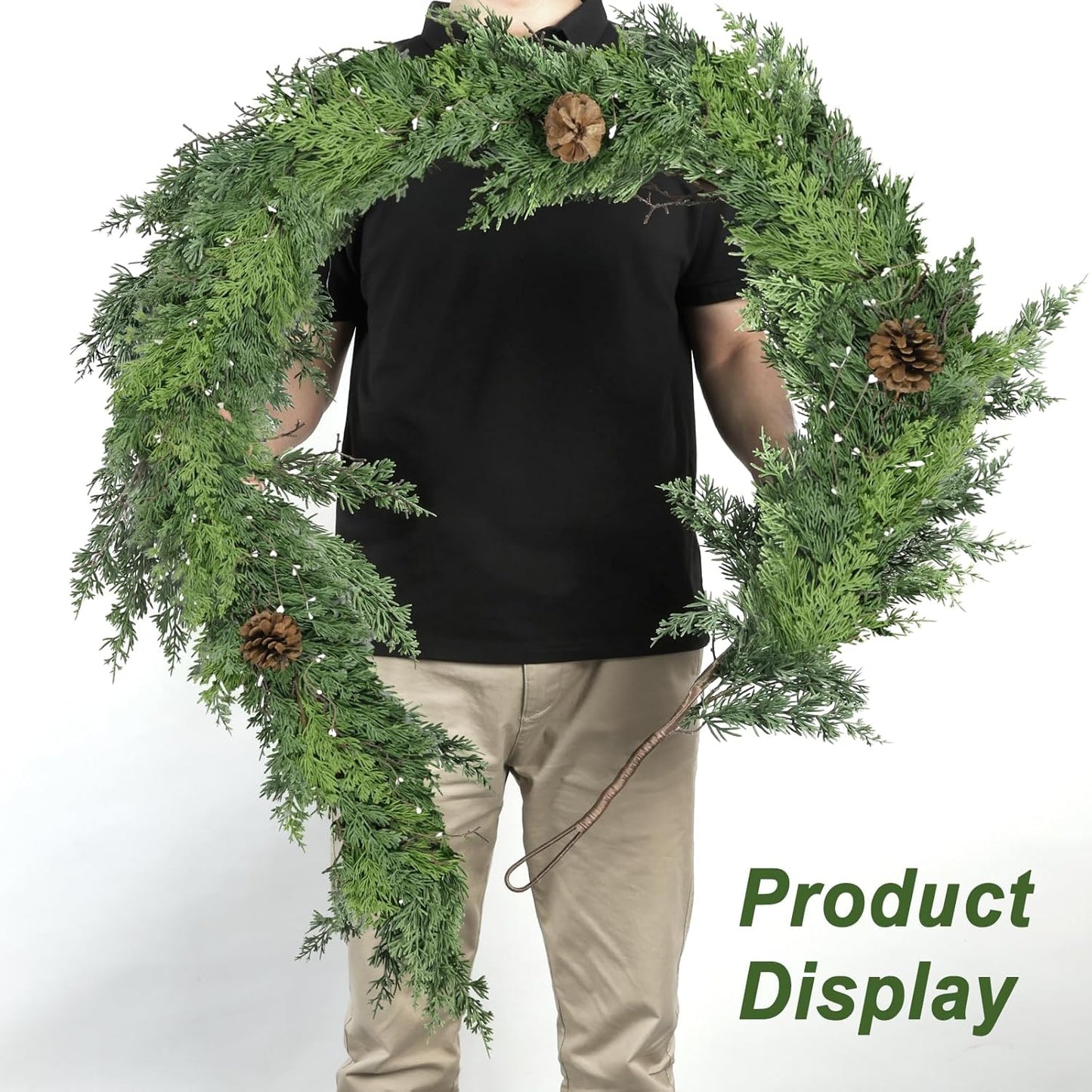 Artgar 6 Ft Christmas Cedar Garland - Realistic Greenery Cypress Garland with Pinecone - Artificial Real Touch Pine Garlands for Outdoor Home Dining Table Mantel Stair Porch Winter Xmas Decor