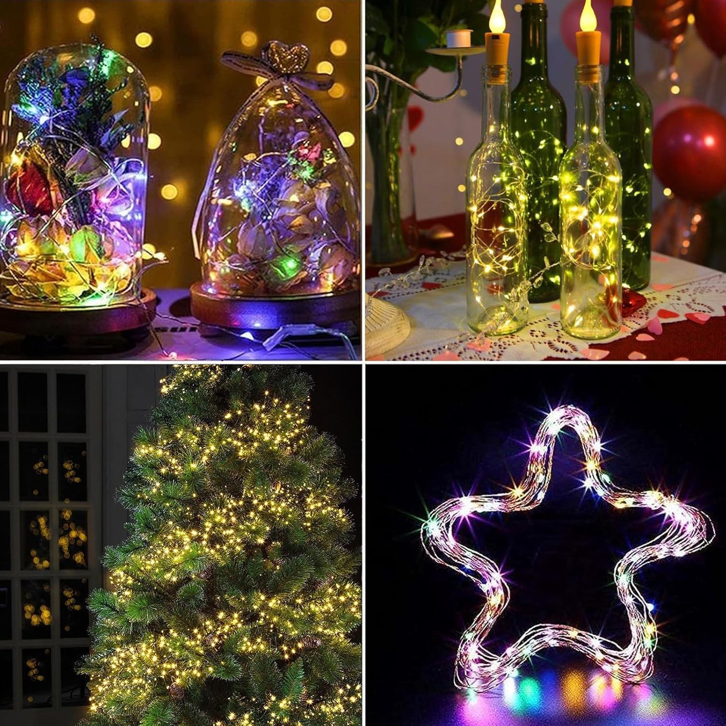4-Pack 50 LED Fairy Lights Battery Operated with Timer, 16FT Waterproof Starry String Lights Outdoor Indoor Mini Cuttable Lights for Bedroom Wedding Birthday Christmas Parties (Warm White&Multi Color)