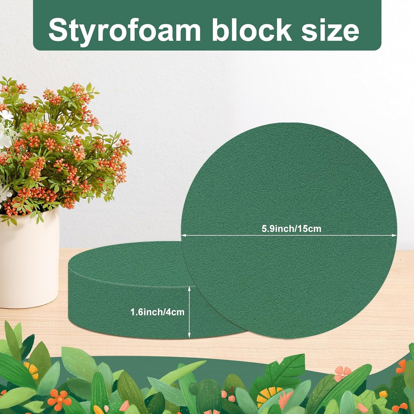 Phinus 2 PCS Styrofoam Block, Floral Foam Block Measures 6 x 1.57 inches, Flower Foam Can Be Used for Artificial Flower Arrangement DIY Crafts, Birthday, Prom, Church, Etc