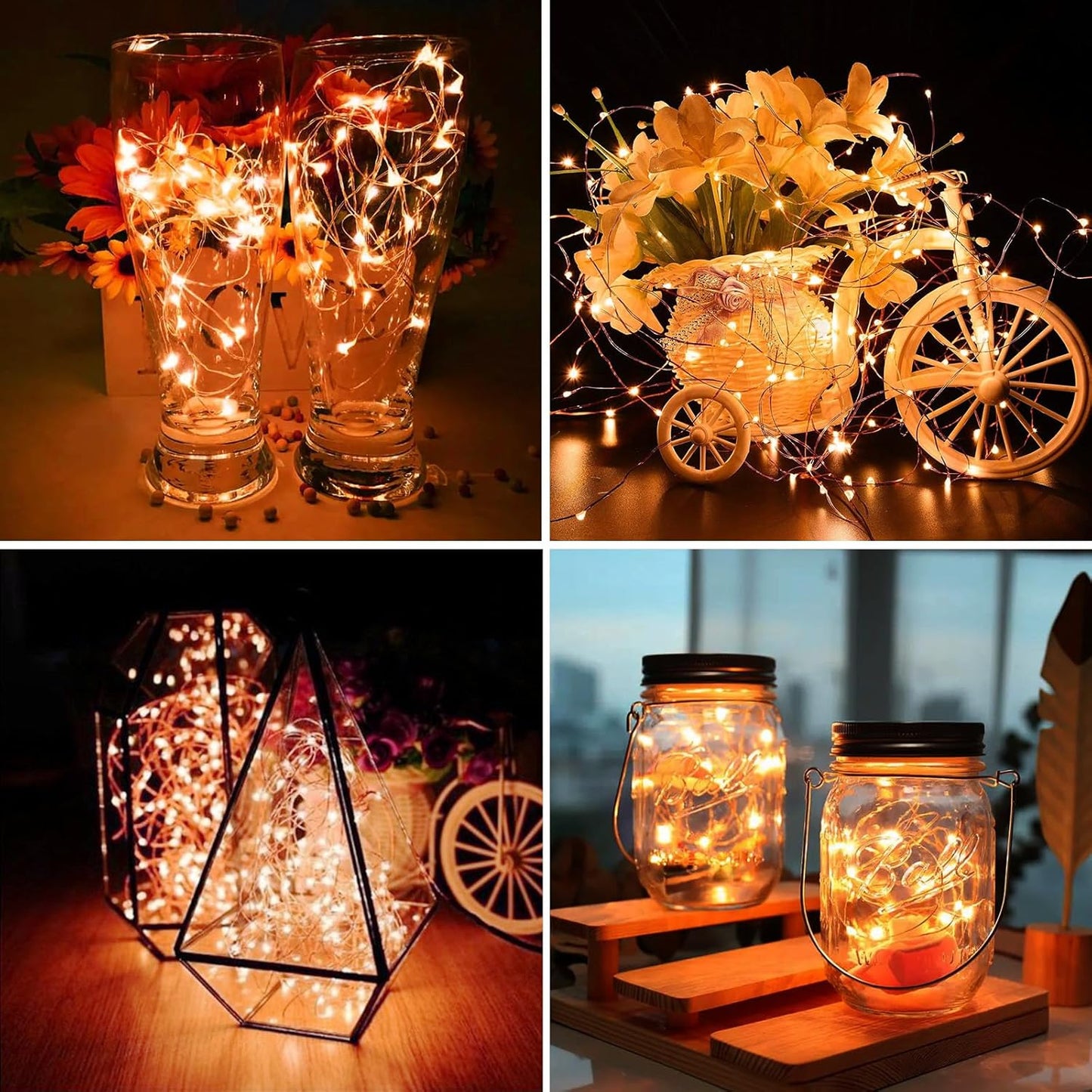 ZGWJ 24 Pack Halloween Fairy Lights Battery Operated, 7ft 20 Mini LED Halloween Fairy String Lights Silver Wire 3 Modes Waterproof for DIY, Parties, Bedroom Decorations,Orange