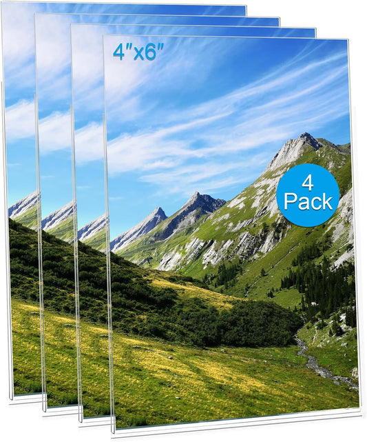 Magnetic Picture Frames for Refrigerator 4x6 Inch, Magnetic Photo Holders for Fridge, 4 Pack Acrylic Magnetic Picture Frame for Displaying Frames,Children Artworks