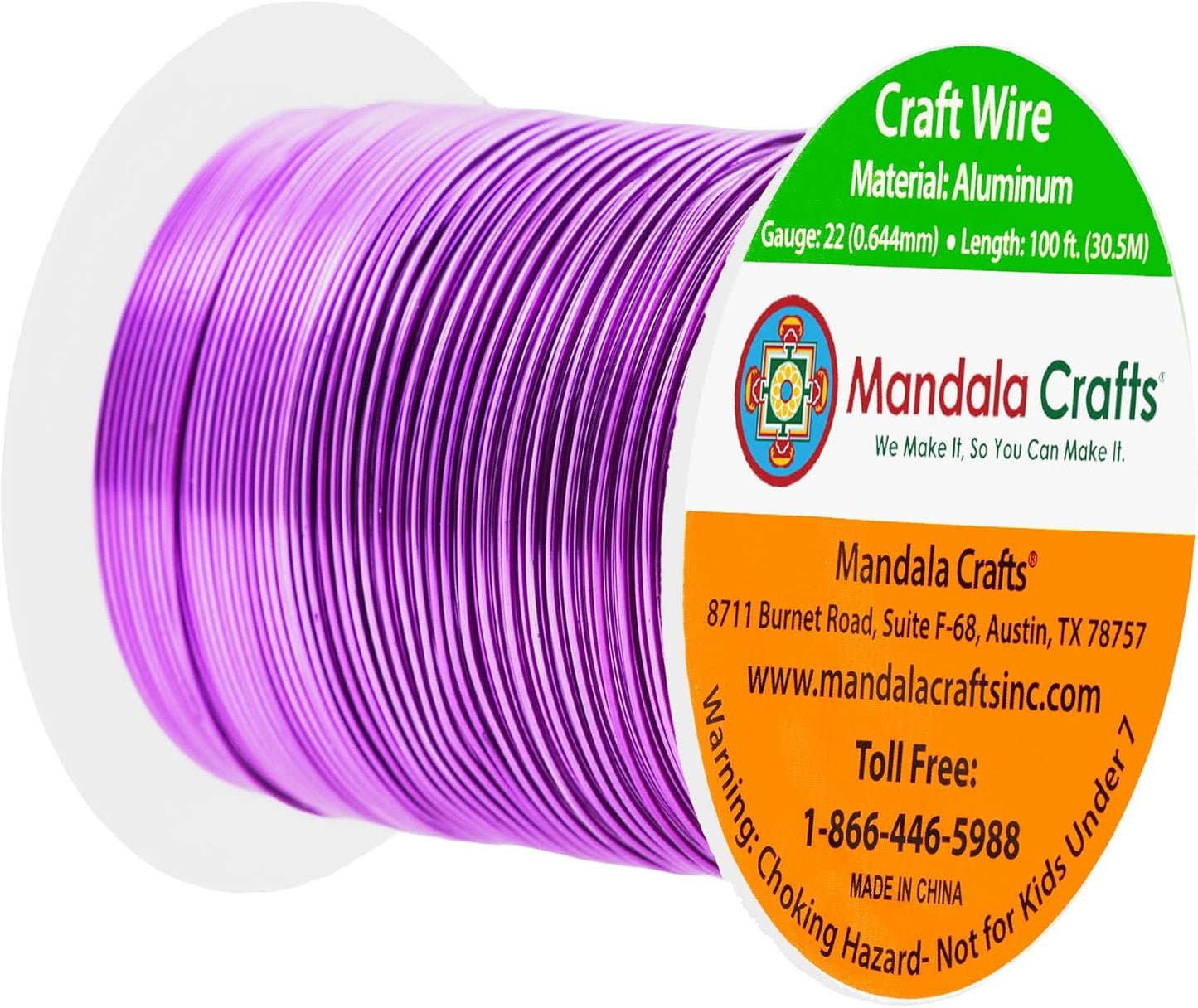 Mandala Crafts 22 Gauge Anodized Aluminum Craft Wire for Jewelry Making - 100 FT Colored Flexible Violet Wire - Bendable for Bonsai Armature Crafting Sculpting