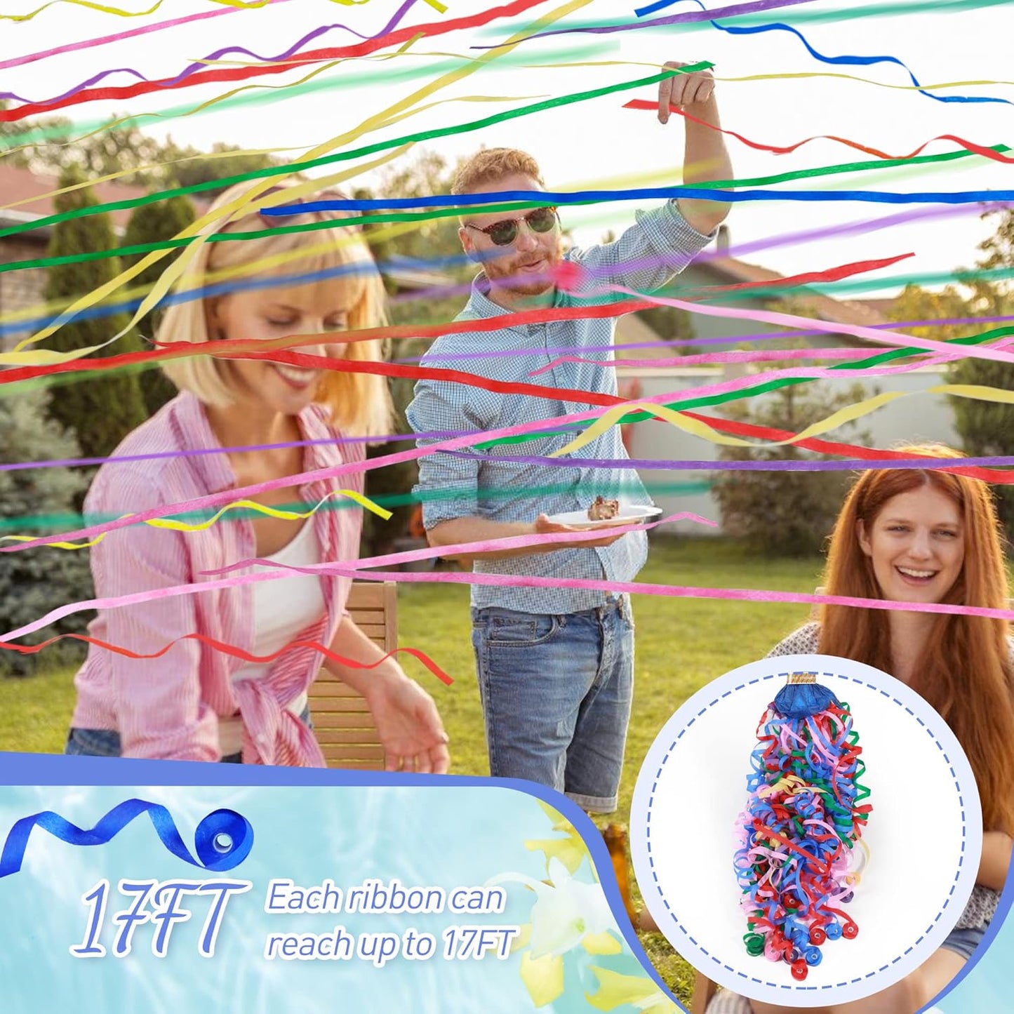 50Pack Colorful Streamer Poppers,Hand Throw Streamer Poppers,No Mess Confetti Poppers for Birthday,Wedding,Party,Celebrations,School Opening,Graduation,Retirement Party (Blue 50pack)