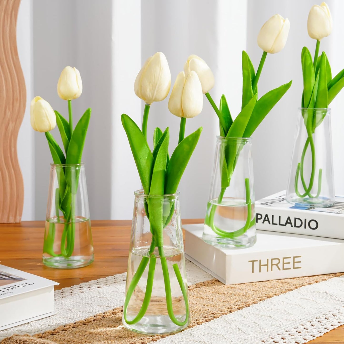 Glass Bud Vases for Centerpieces, Small Flower Vase in Bulk Set of 10, Modern Clear Mini VaseS for Rose Tulip, Wedding Party Dining Table Decor