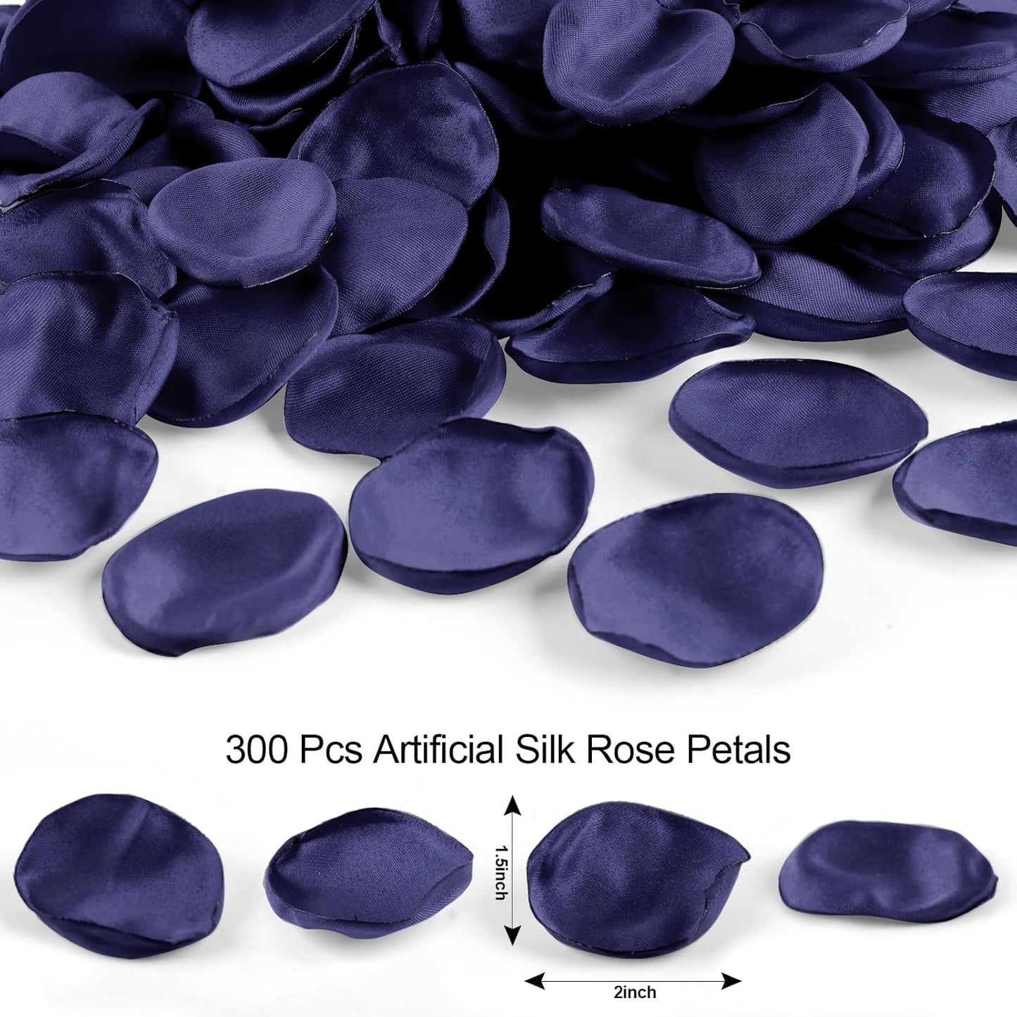300pcs Navy Blue Silk Rose Petals - Faux for Wedding Decor, Flower Girl, Aisle Scatter, Table Centerpieces, Party, and Anniversary Celebrations