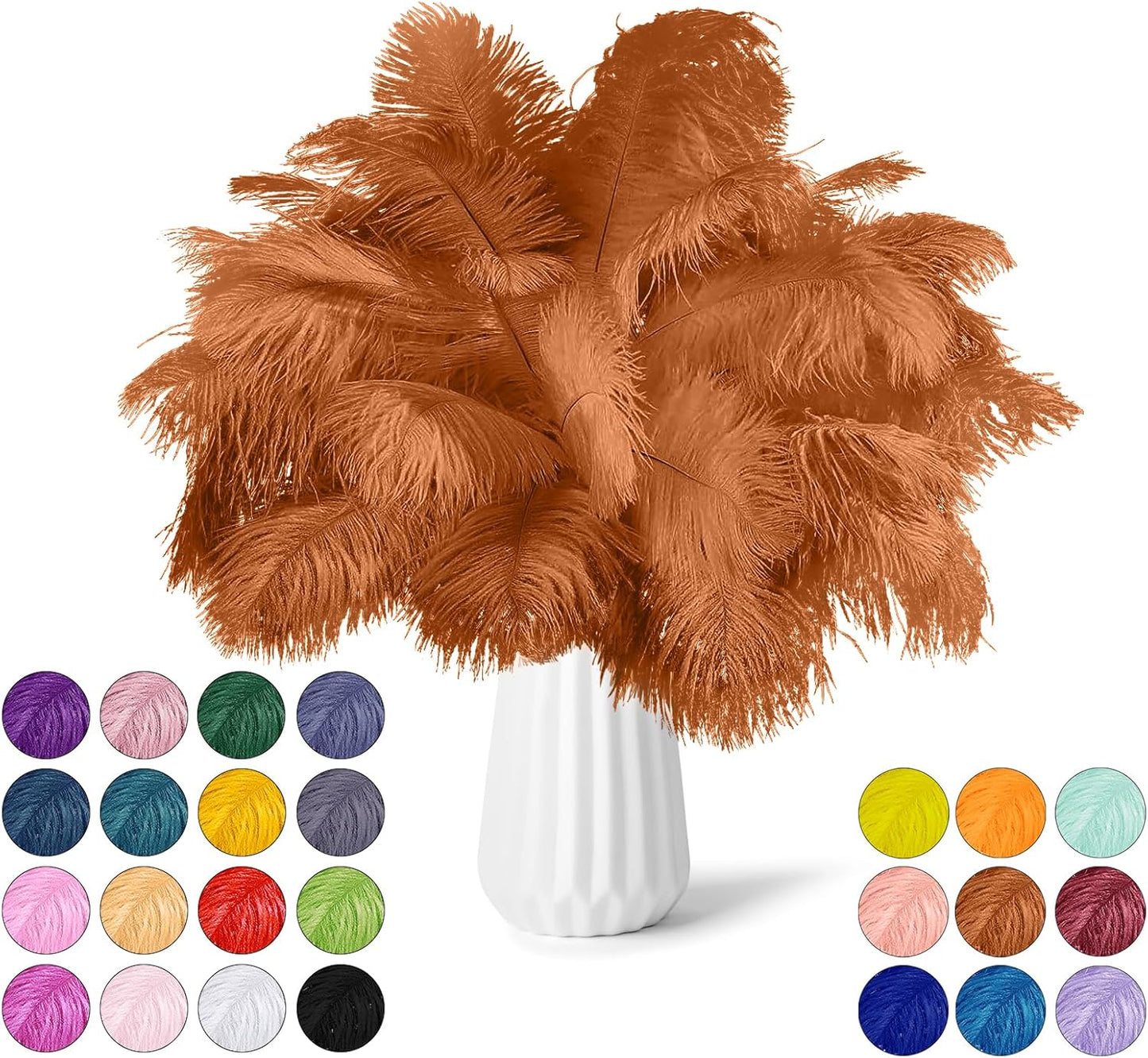 NEWONG 30pcs Brown Ostrich Feathers Natural Bulk 8-10in（20-25cm） Vase Craft Wedding Home Party Centerpieces Christmas Day Decoration