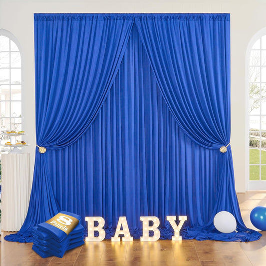40ftx10ft Wrinkle Free Royal Blue Backdrop Curtains for Party Background, Silky Polyester 8 Panels Photo Backdrop Drapes Back Drop Cloth for Wedding Birthday Photography Baby Shower Decor