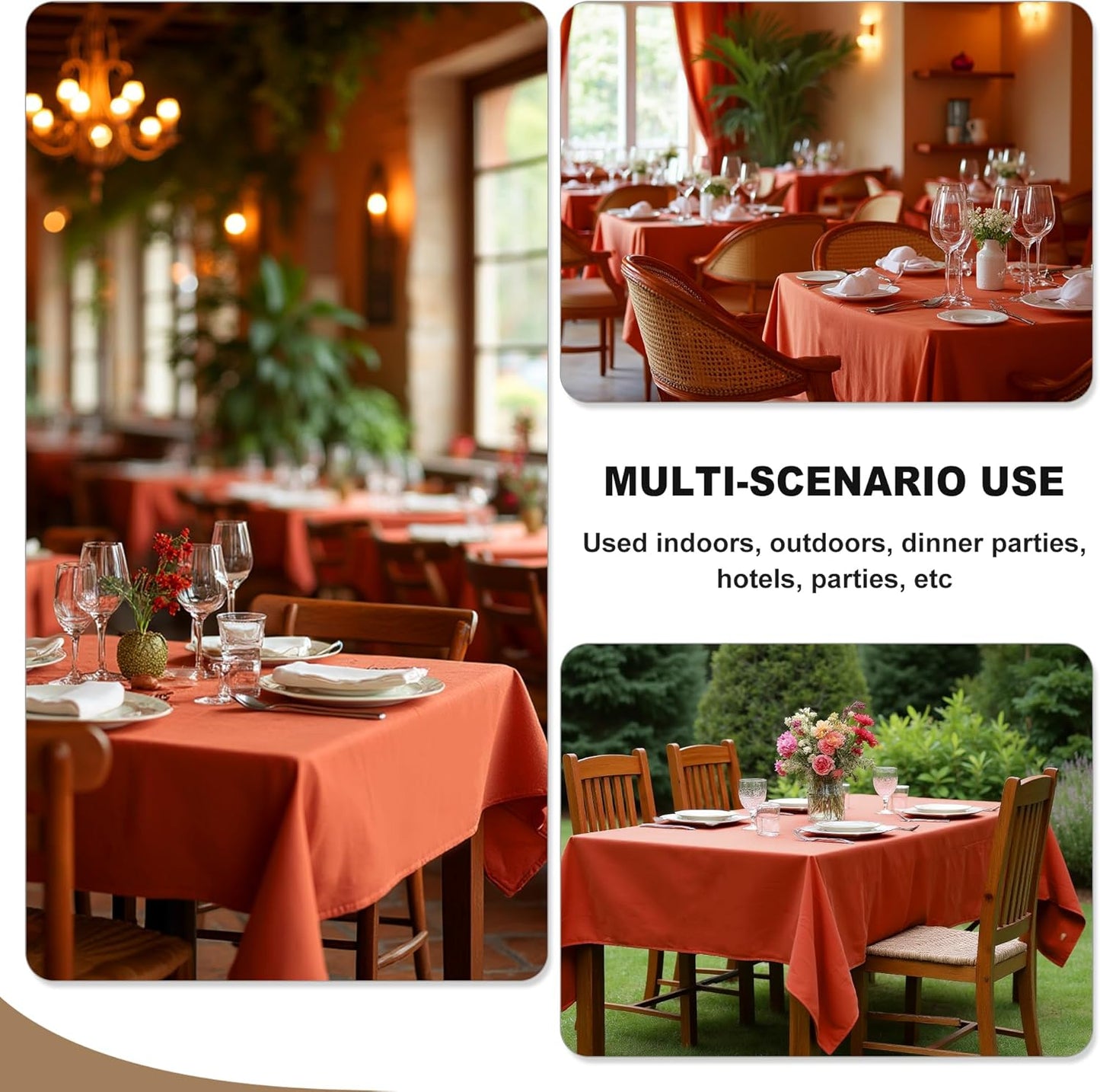 Fitable Rust Rectangle Tablecloths for 6 Foot Tables, 6 Pack - 70 x 108 Inches - Stain Resistant and Washable Fall Table Clothes, Polyester Fabric Table Covers for Wedding, Party, Banquet, Buffect