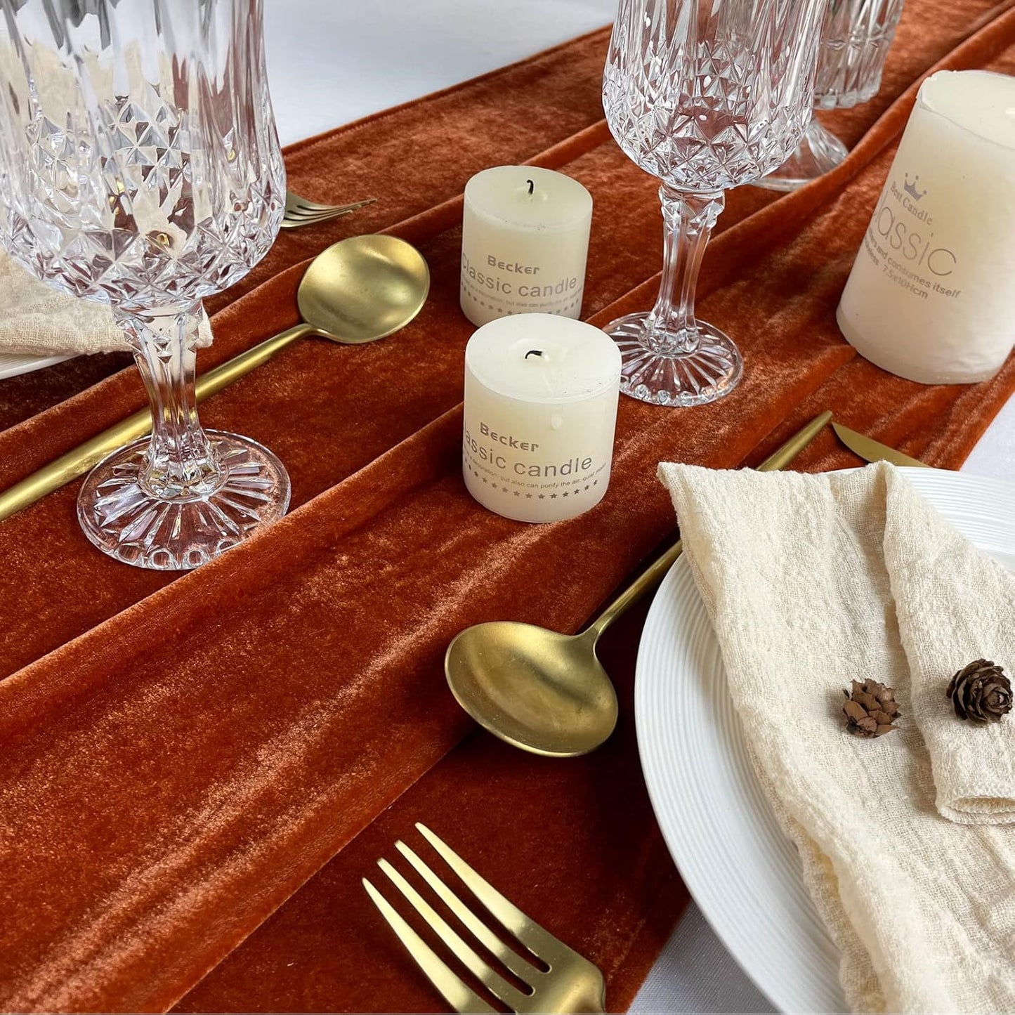 Luxurious Velvet Table Runner, 10ft Wedding Reception Decorations, 20x120inch Soft Velvet Fabric, Table Linen Overlay, Wedding Table Runners (Terracotta, 20X120inch)