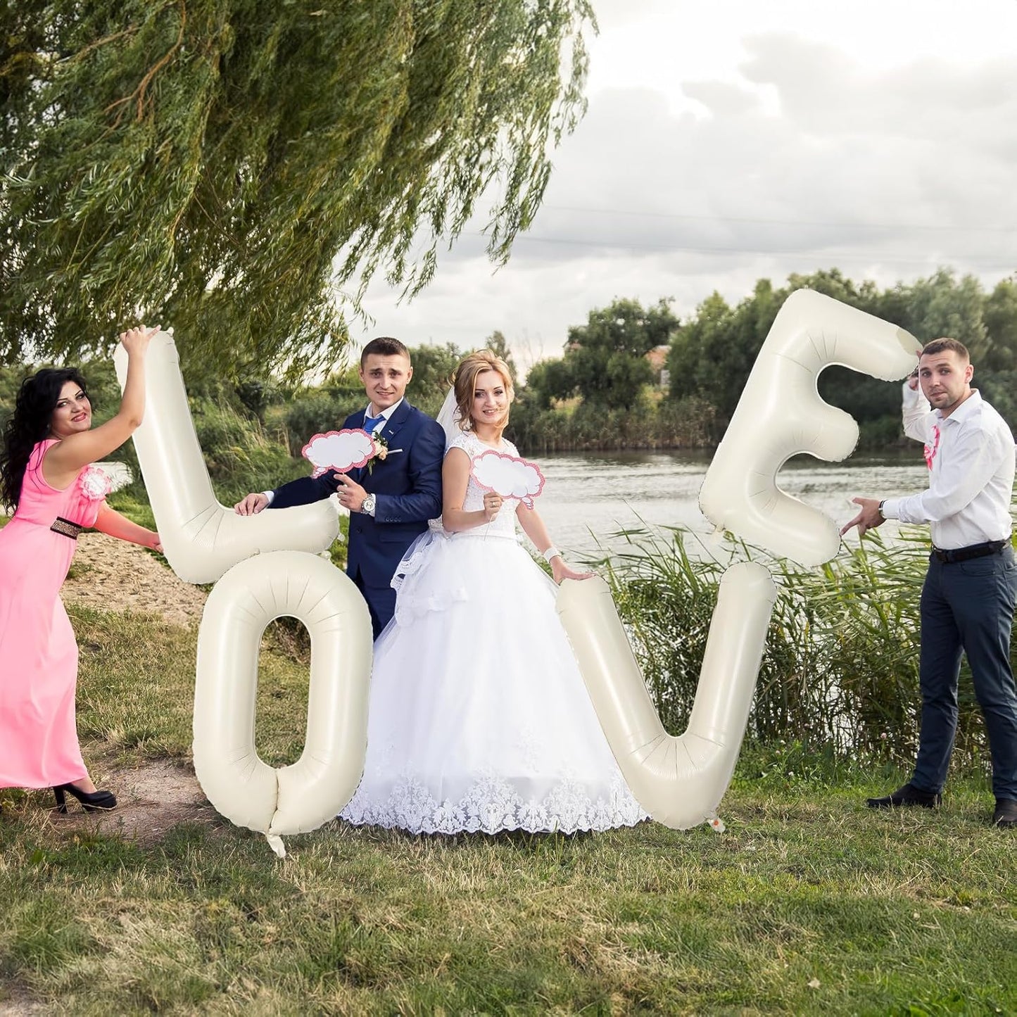 Big Letters Balloon U, 40 Inch Cream White Sand Helium Mylar Alphabet for Customizing Name, Self Inflating Beige Foil Custom Letter for Girls Birthday Party Baby Shower Decoration