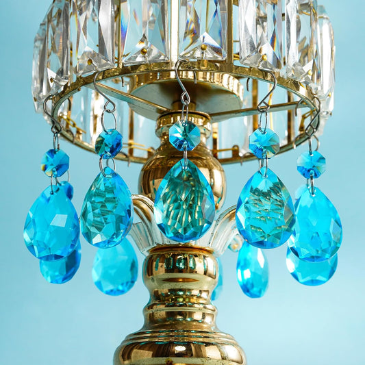 H&D HYALINE & DORA 3Inch Crystal Suncatcher Bauhinia Prisms Pendants 10Pcs Chandelier Crystals Replacement Hanging Sun Catcher Beads for DIY Arts Crafts Decor (Lake Blue)