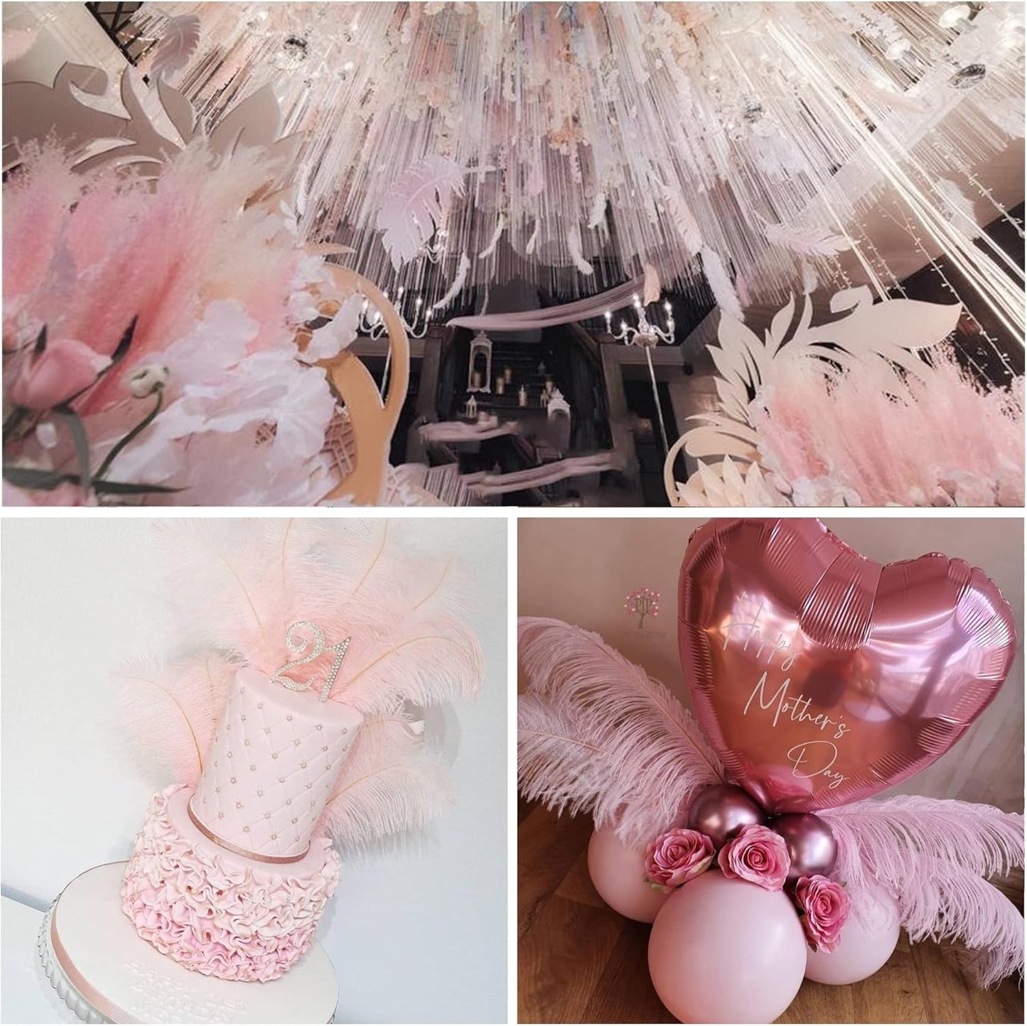 Larryhot Pink Long Ostrich Feathers - 16-18 inch 10pcs Feathers for Cfafts, Wedding Party Centerpieces and Home Decorations (Light Pink)