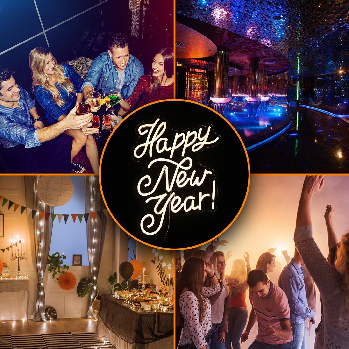 Happy New Year Neon Sign Warm White Led Neon Lights for Wall Decor Usb New Year Light Up Signs for New Year Party Decor Home Bedroom Indoor Decorations