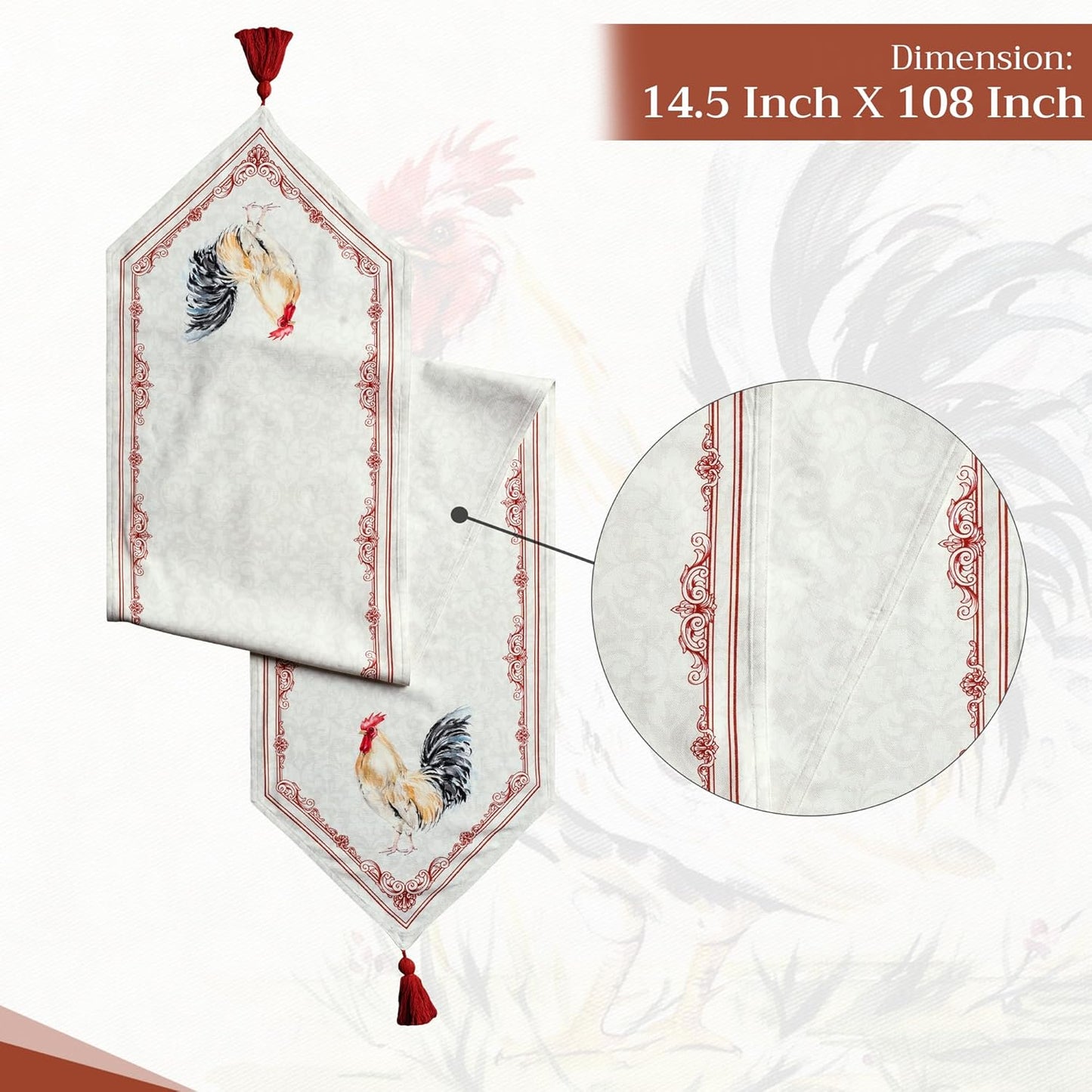 Maison d' Hermine Table runner 100% Cotton Double Layer Table Runners 108 inches long Decorative for Home Kitchen Dining Party Baby Shower Wedding Bridal Shower Spring Summer (Campagne, 14.50" x 108")